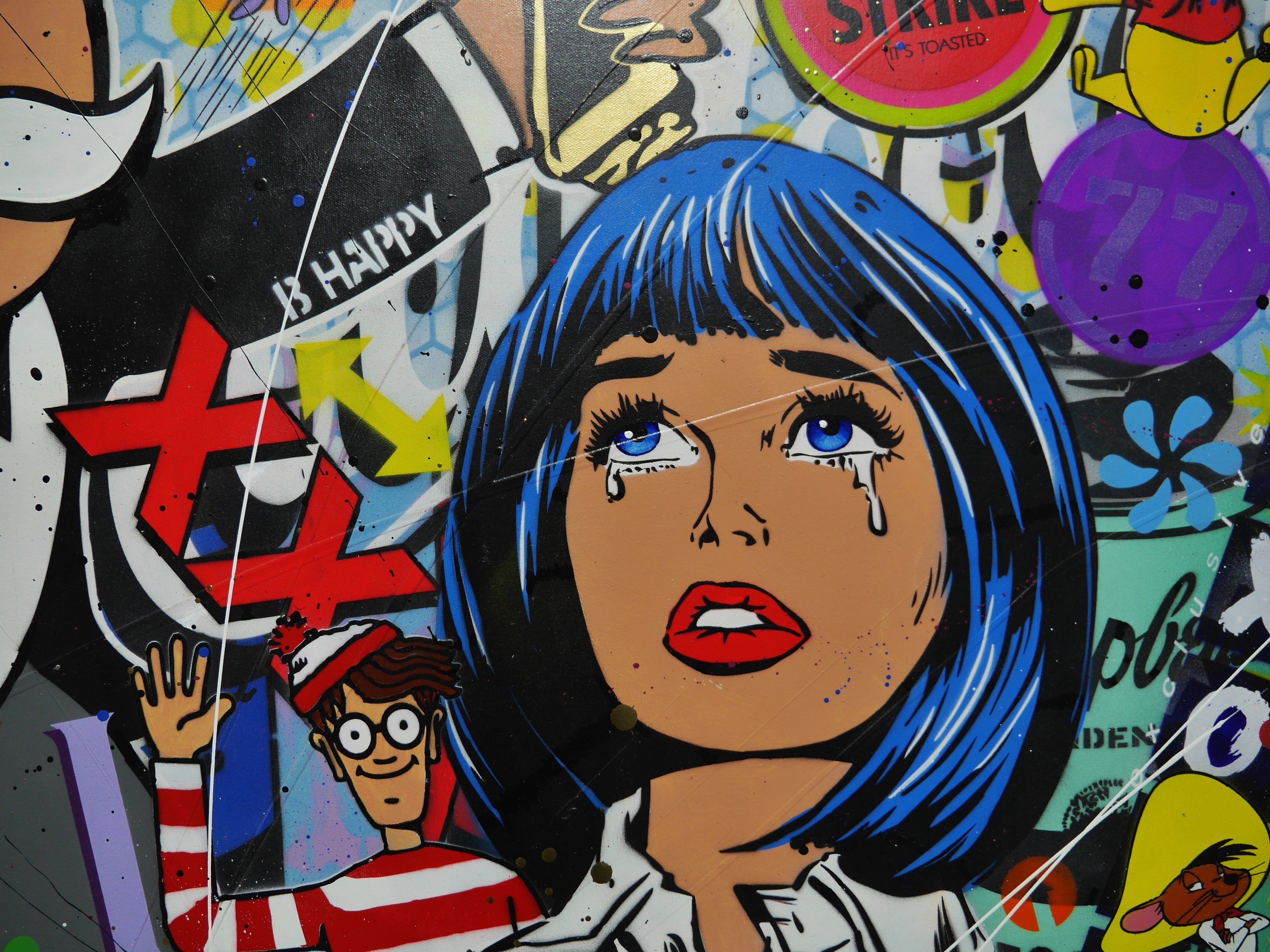 1800 Lucky Strike 160cm x 100cm Monopoly Man Textured Urban Pop Art Painting
