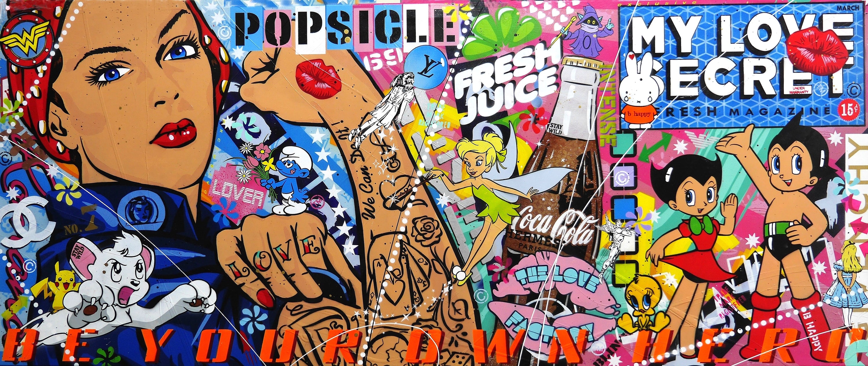 Fresh Rosie 240cm x 100cm Rosie The Riveter Textured Urban Pop Art Painting