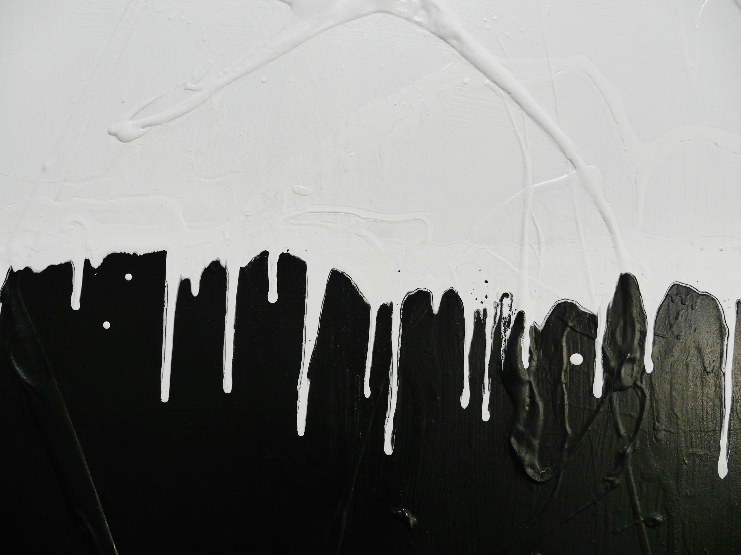 Whippy 270cm x 100cm Black and White Textured Abstract Painting