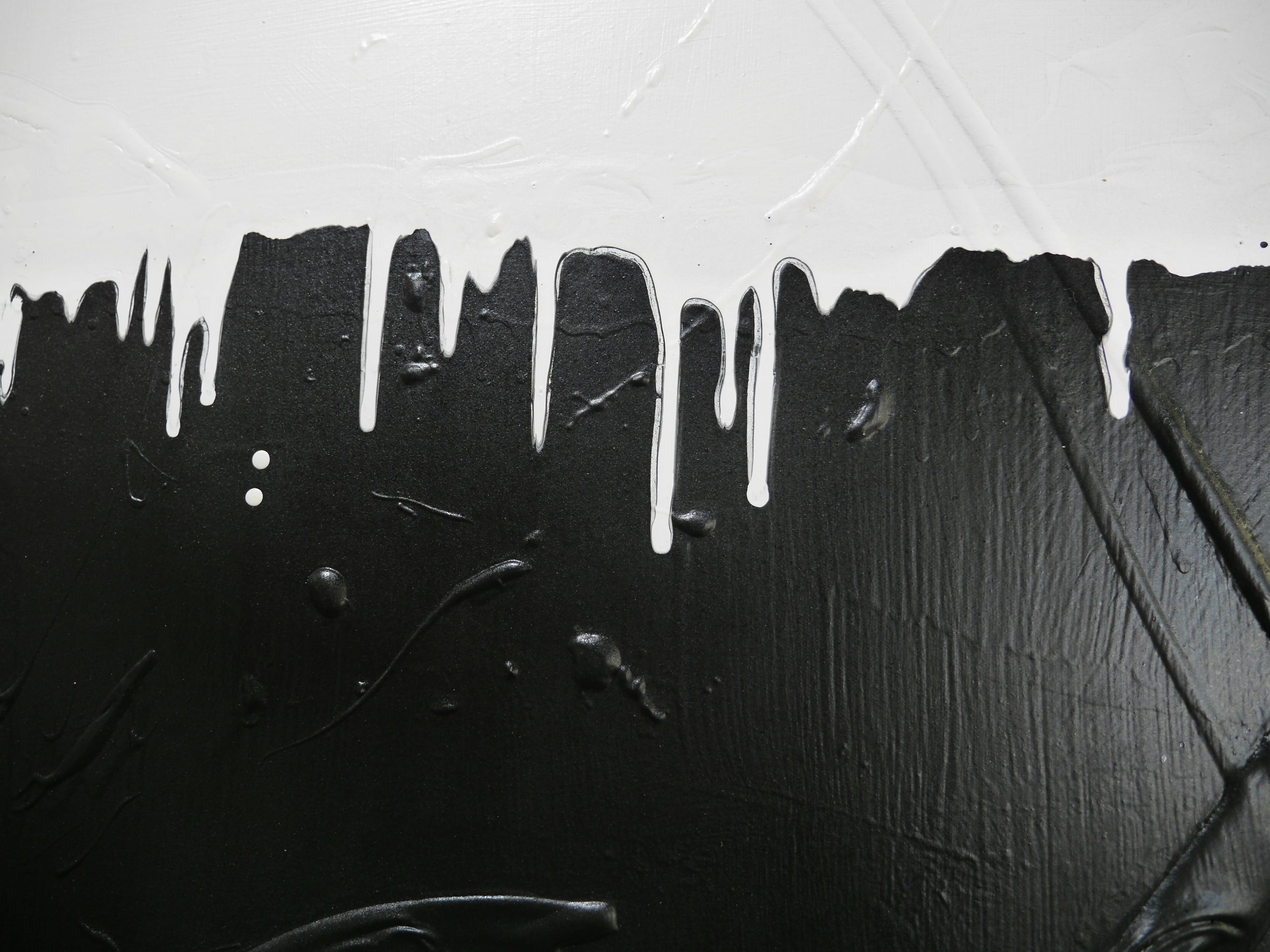 Whippy 270cm x 100cm Black and White Textured Abstract Painting