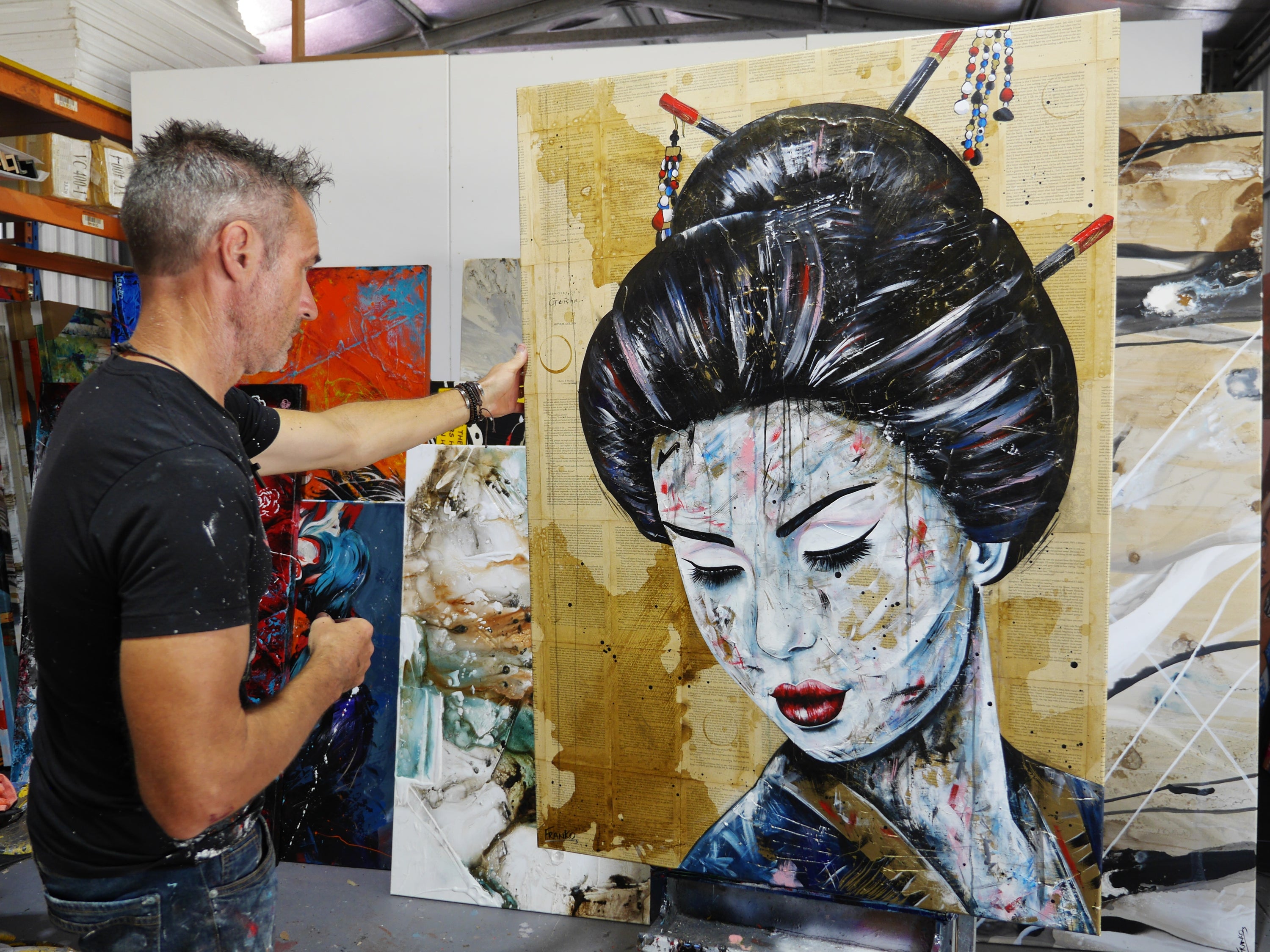 Aoki (Blue) 100cm x 140cm Geisha Book Club Painting (SOLD)