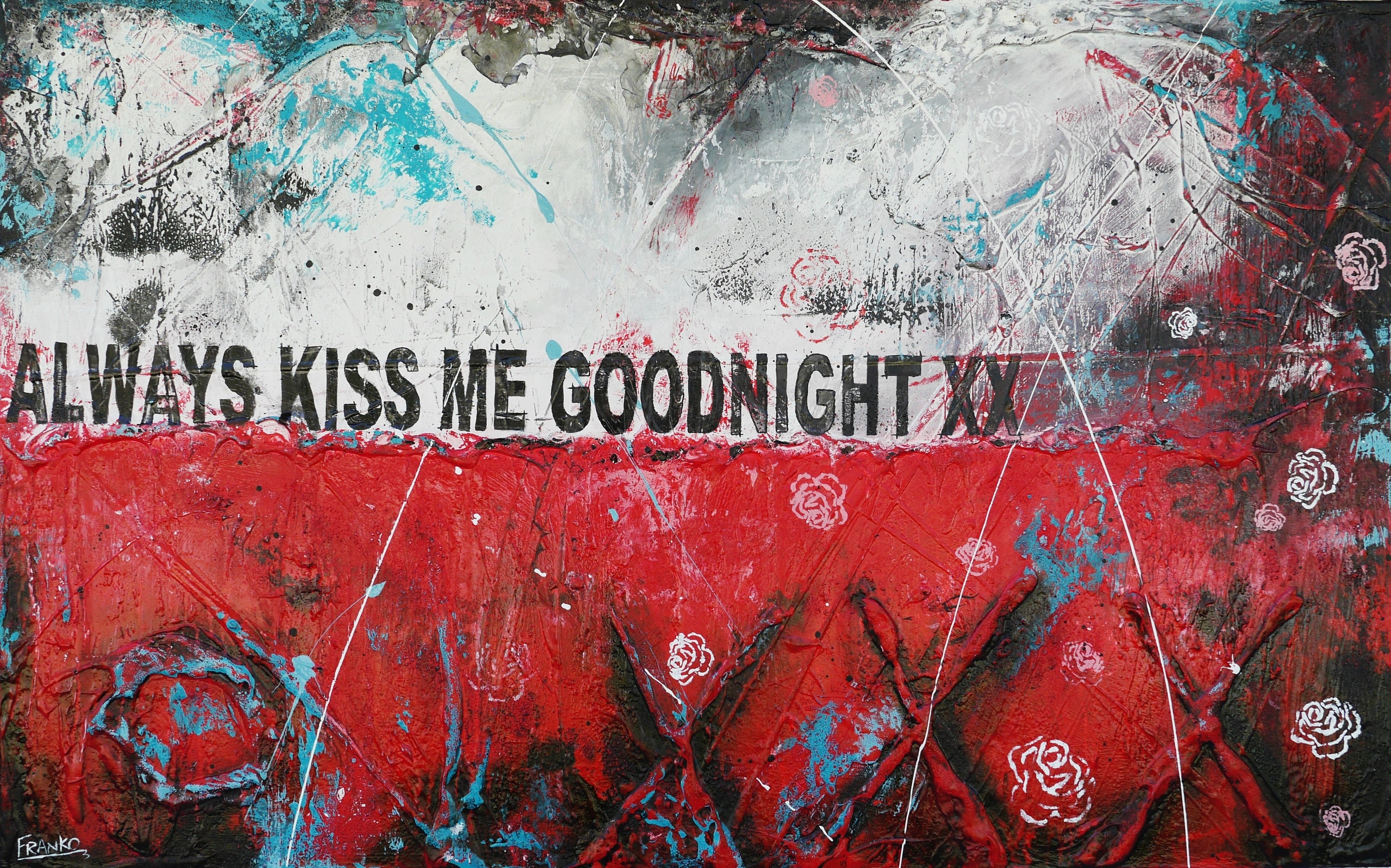Just Kiss 160cm x 100cm Romantic Textured Urban Pop Art Painting