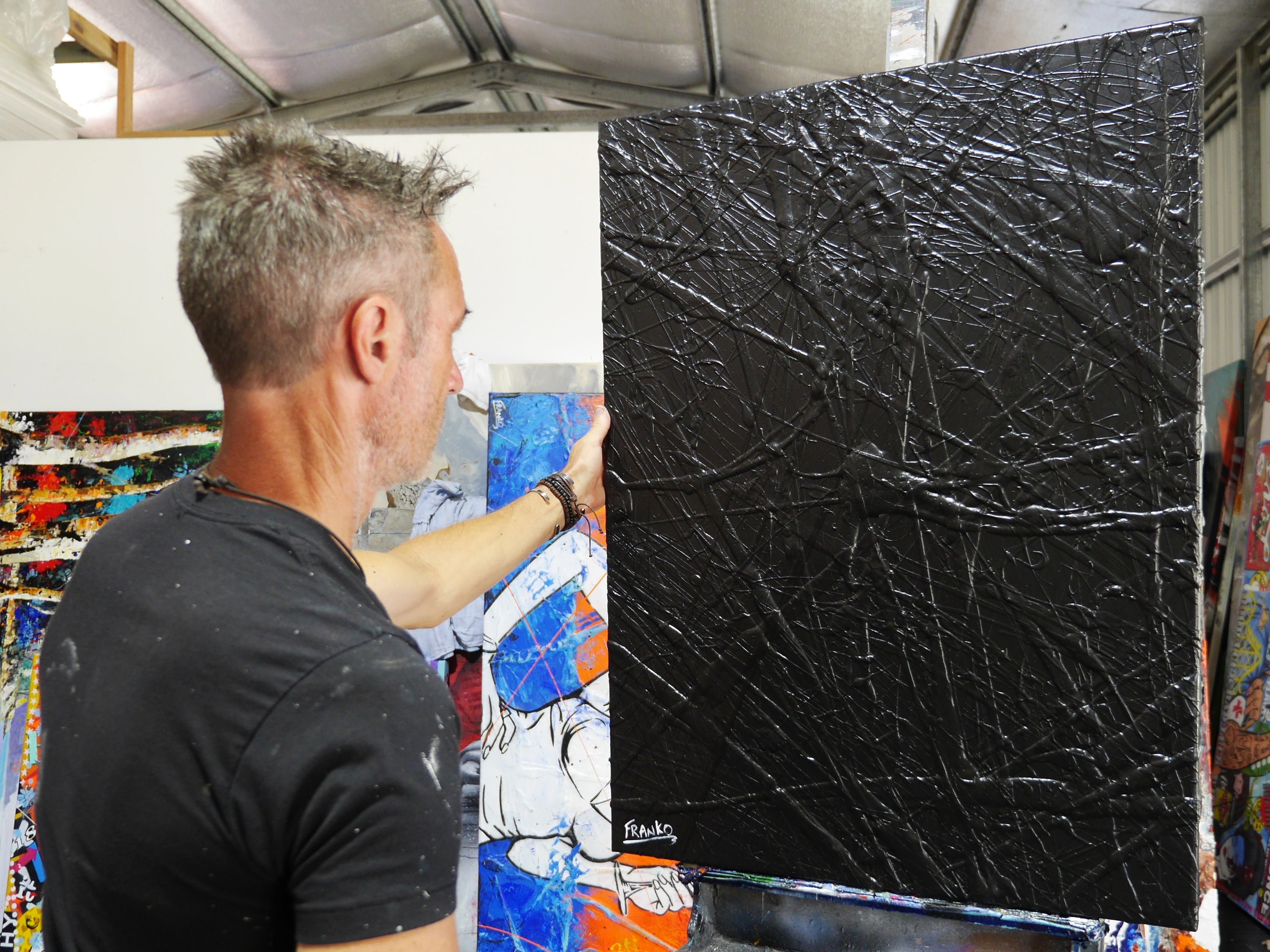 Little Bit Wicked 75cm x 100cm Black Textured Abstract Painting (SOLD)