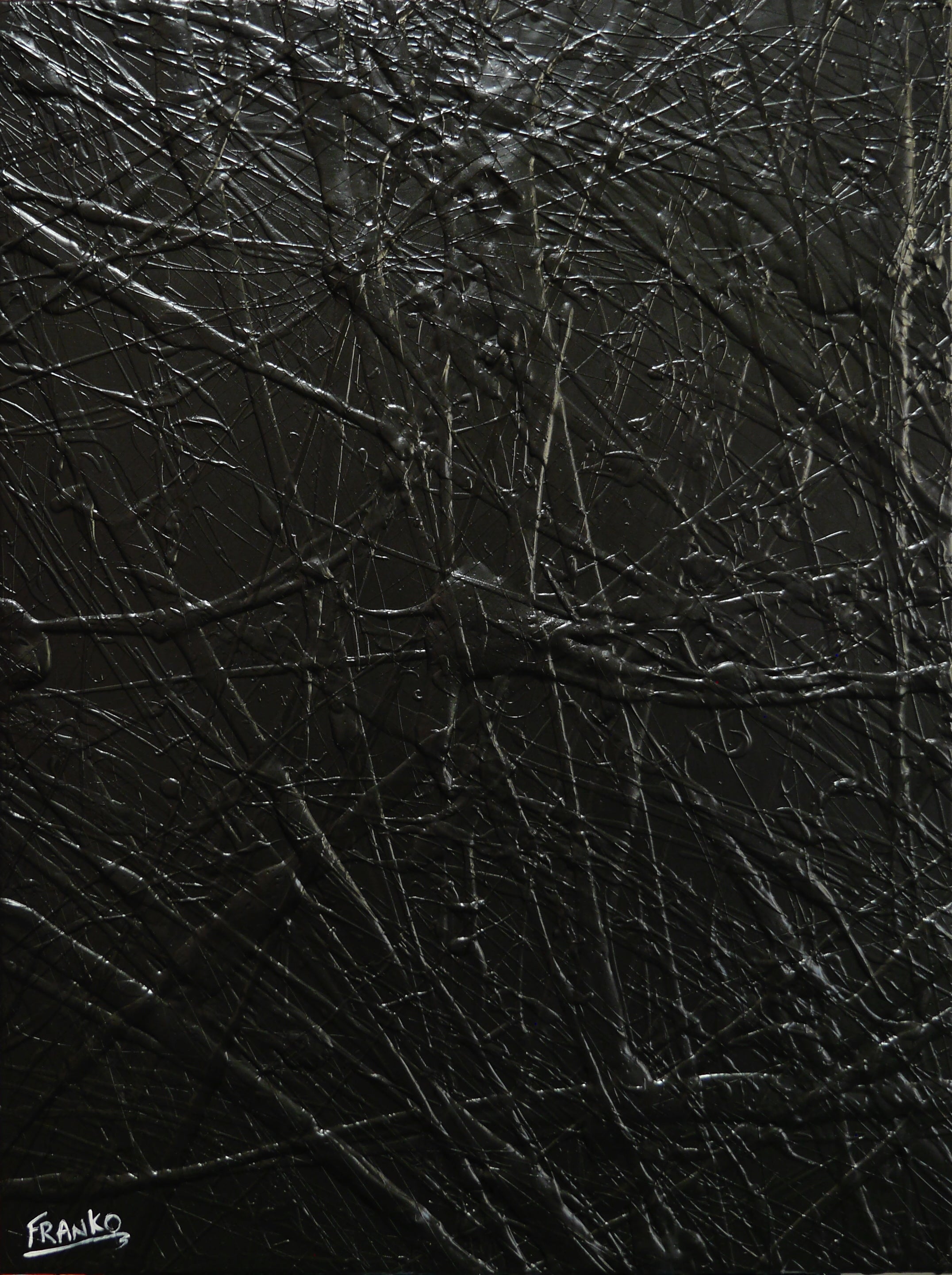 Little Bit Wicked 75cm x 100cm Black Textured Abstract Painting (SOLD)