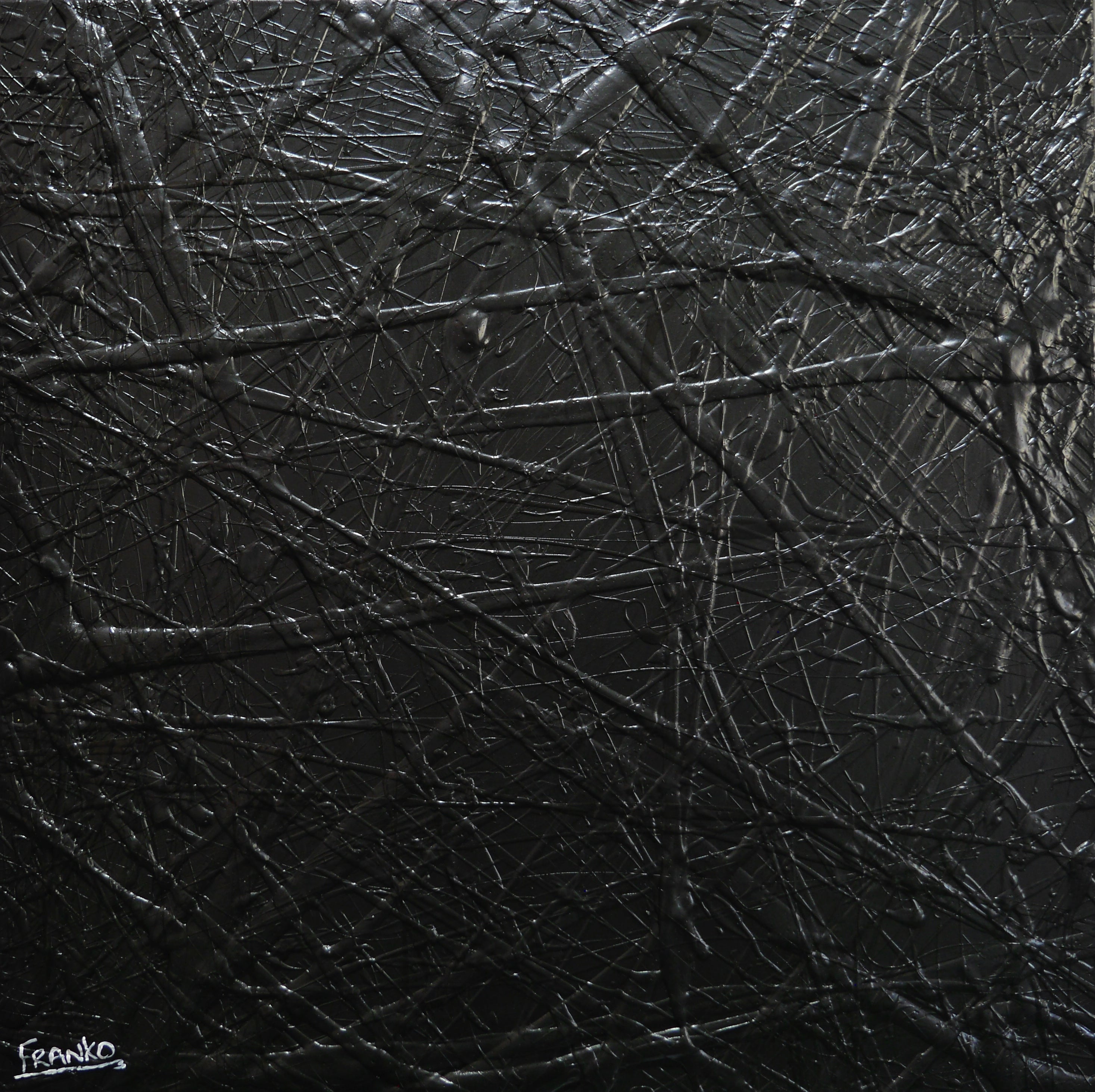Wicked Rendition 100cm x 100cm Black Textured Abstract Painting
