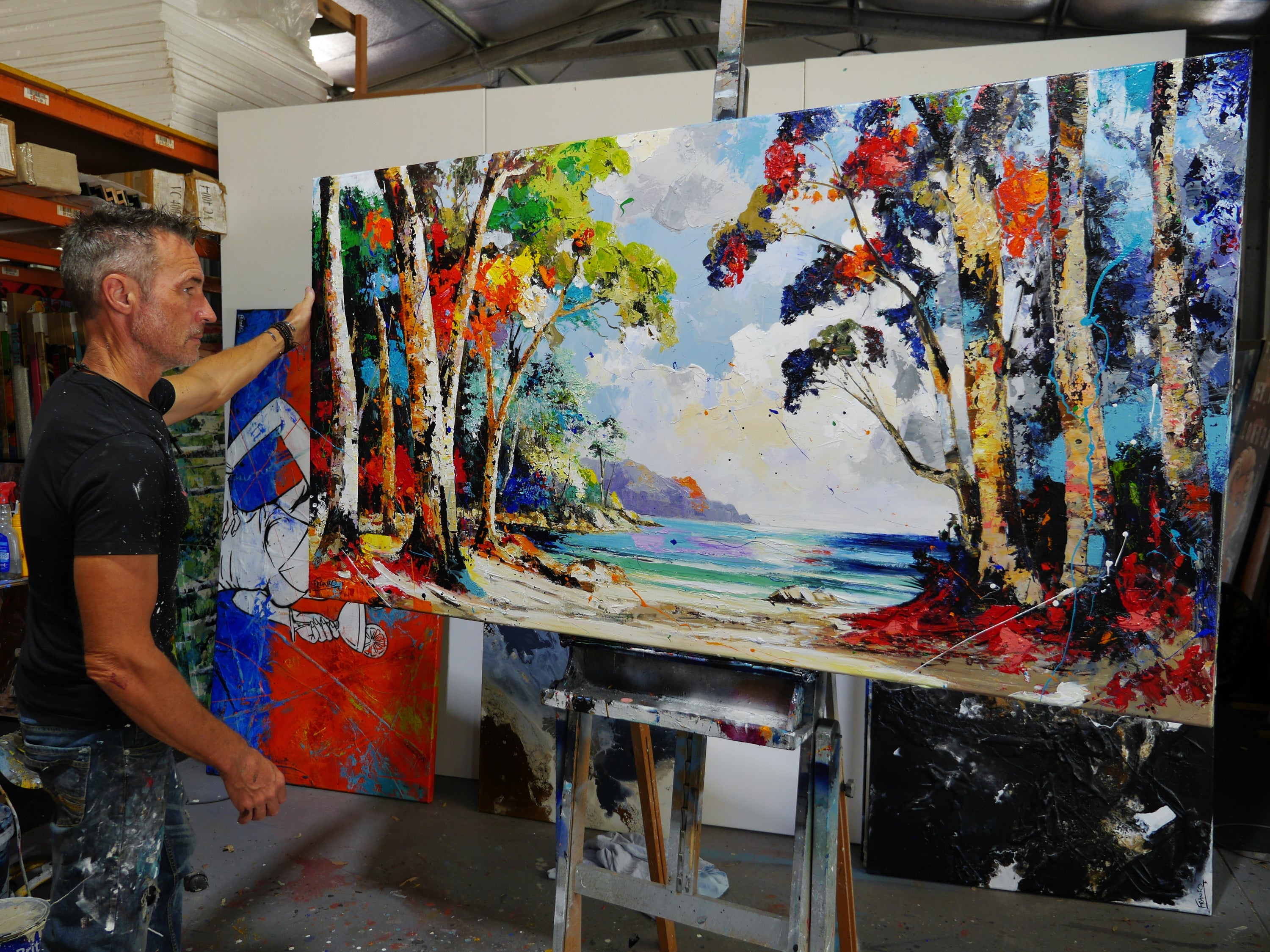 Glass Bay 190cm x 100cm FRAMED Australian Landscape Abstract Realism Textured Painting (SOLD)