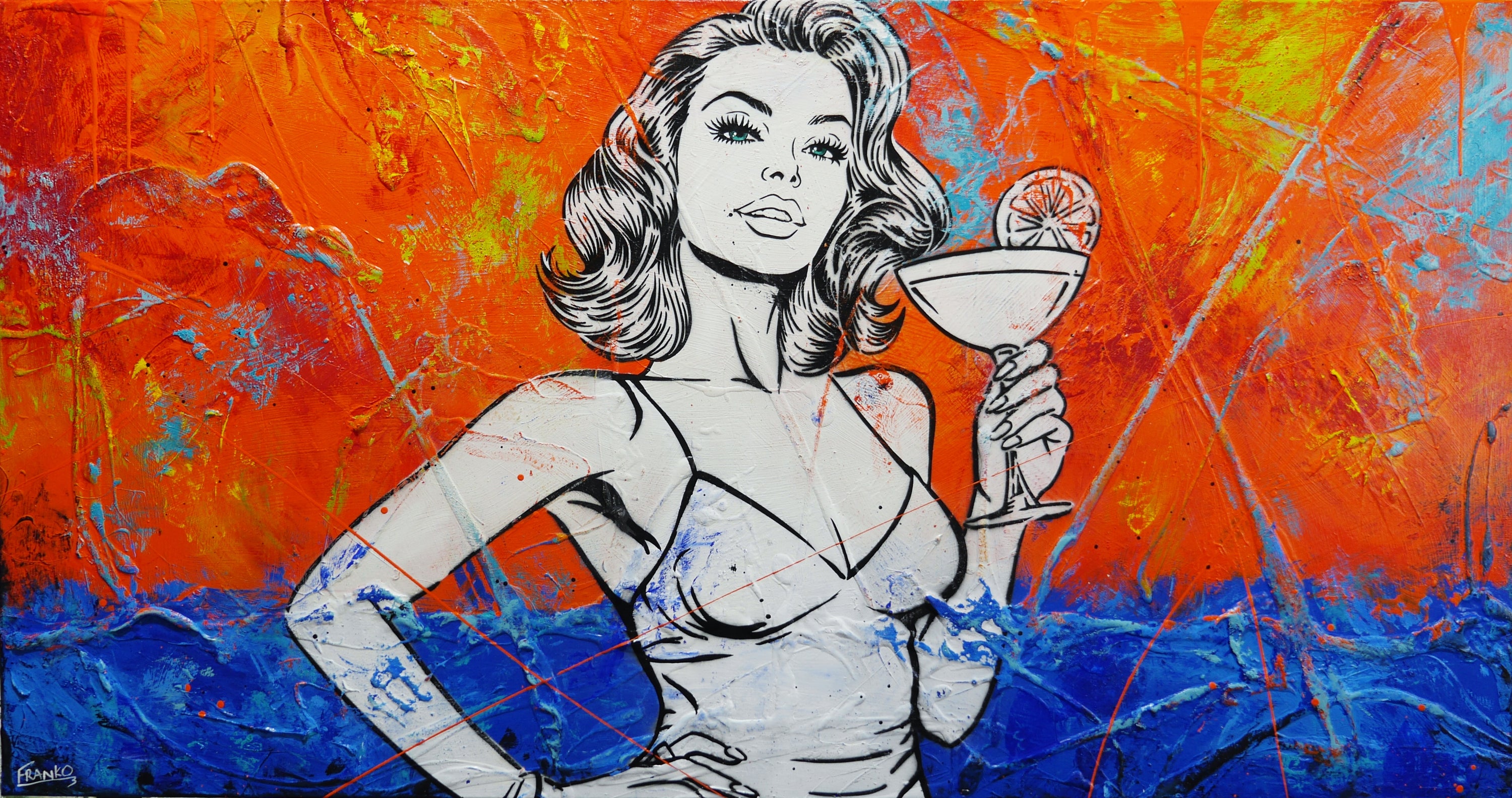 Salud!!! 190cm x 100cm Cocktails Textured Urban Pop Art Painting