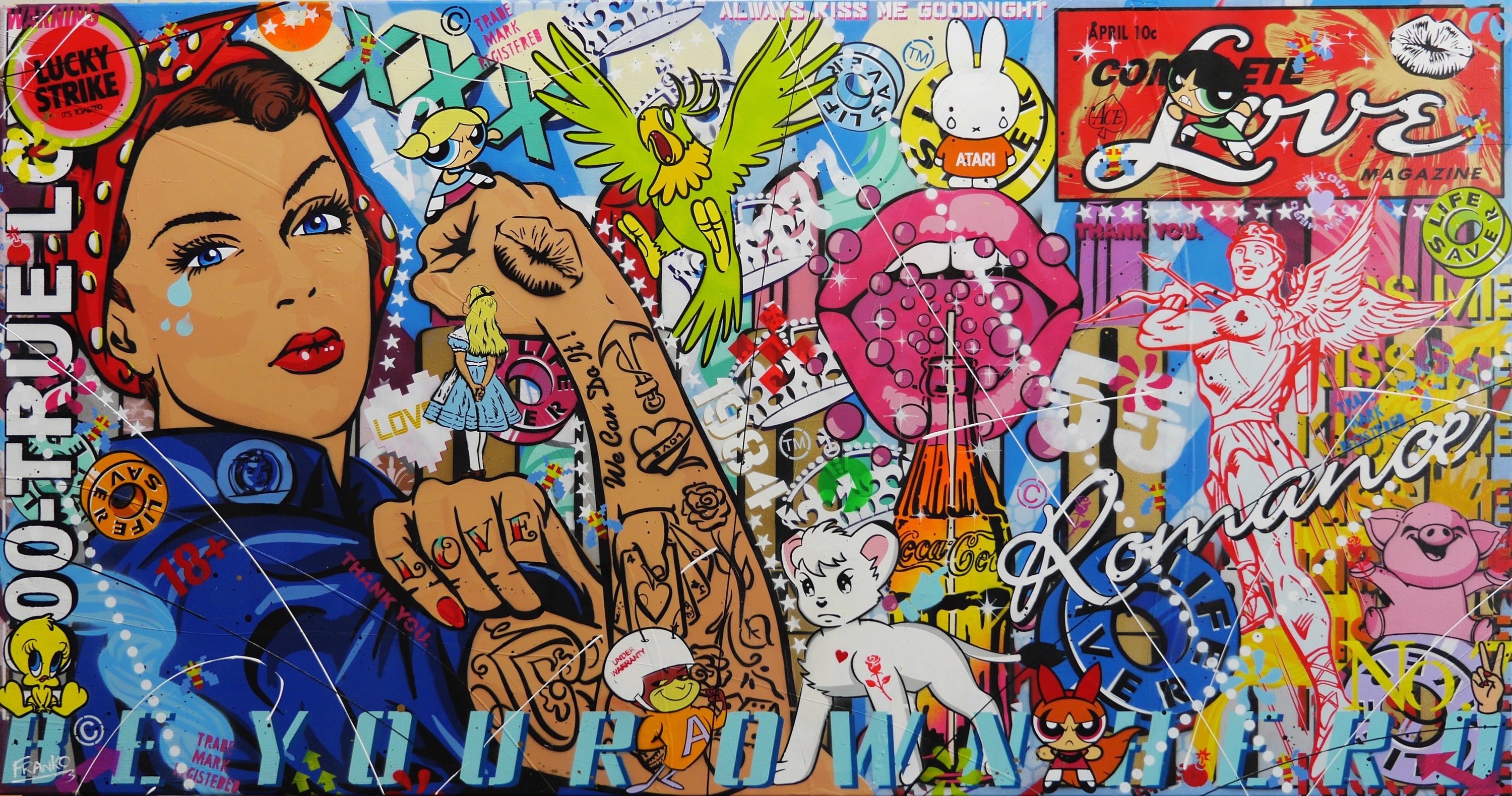 Rebel Rosie 190cm x 100cm Rosie The Riveter Textured Urban Pop Art Painting (SOLD)