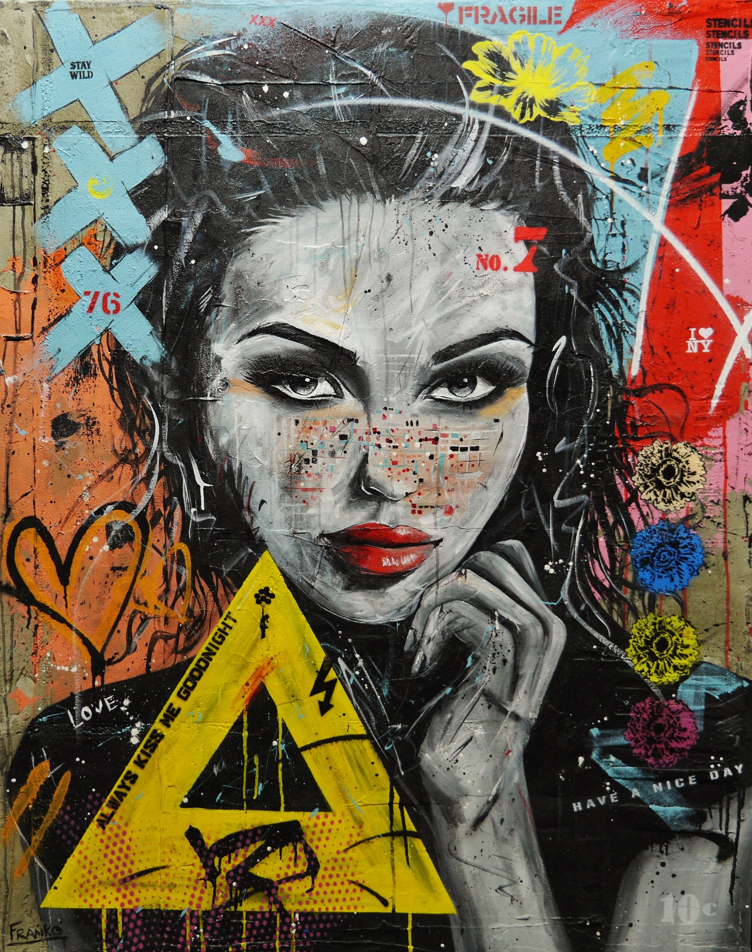 Rebel Rebel 120cm x 150cm Industrial Concrete Textured Urban Pop Art Painting