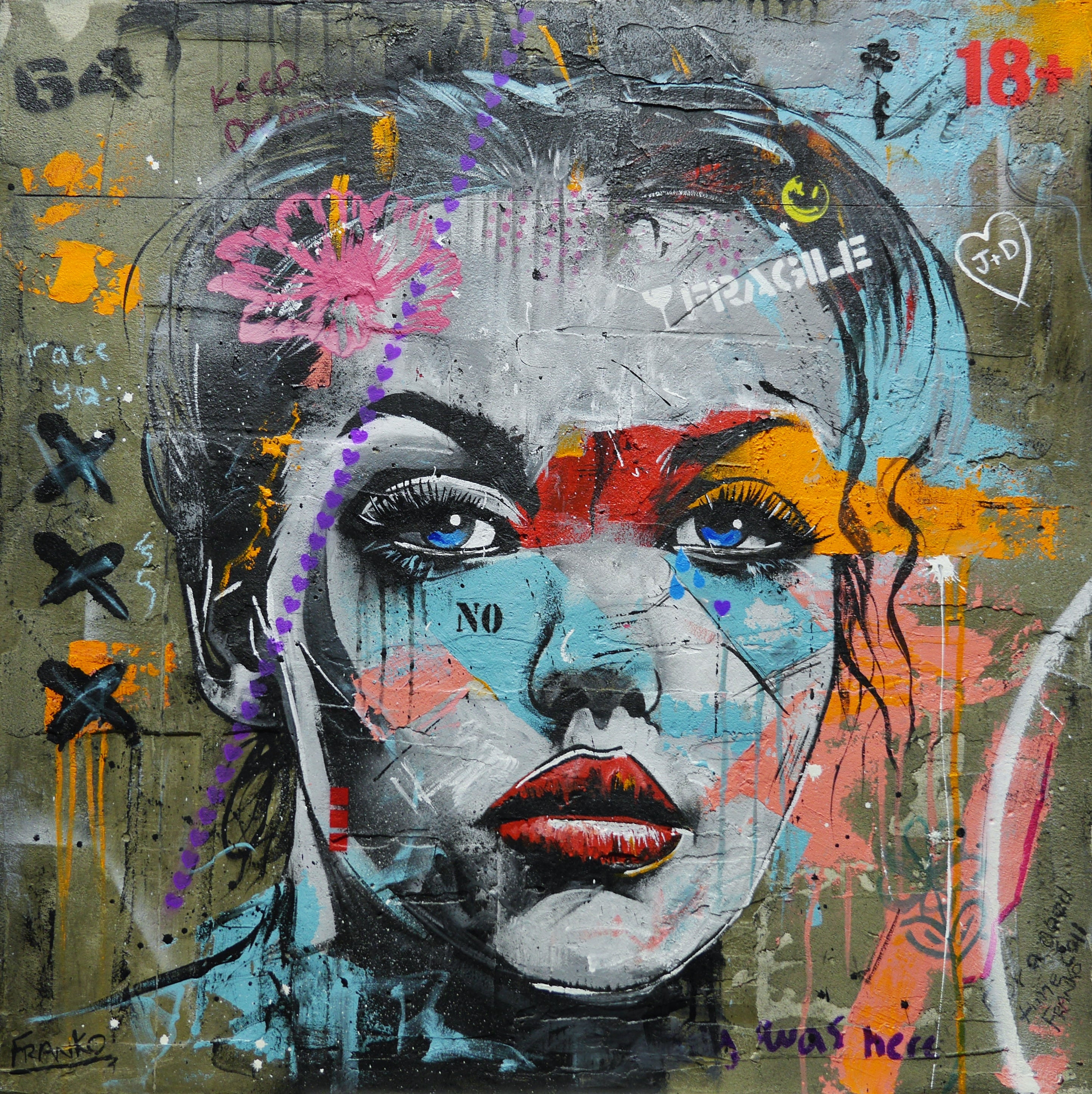 Jerry 90cm x 90cm Industrial Concrete Textured Urban Pop Art Painting (SOLD)