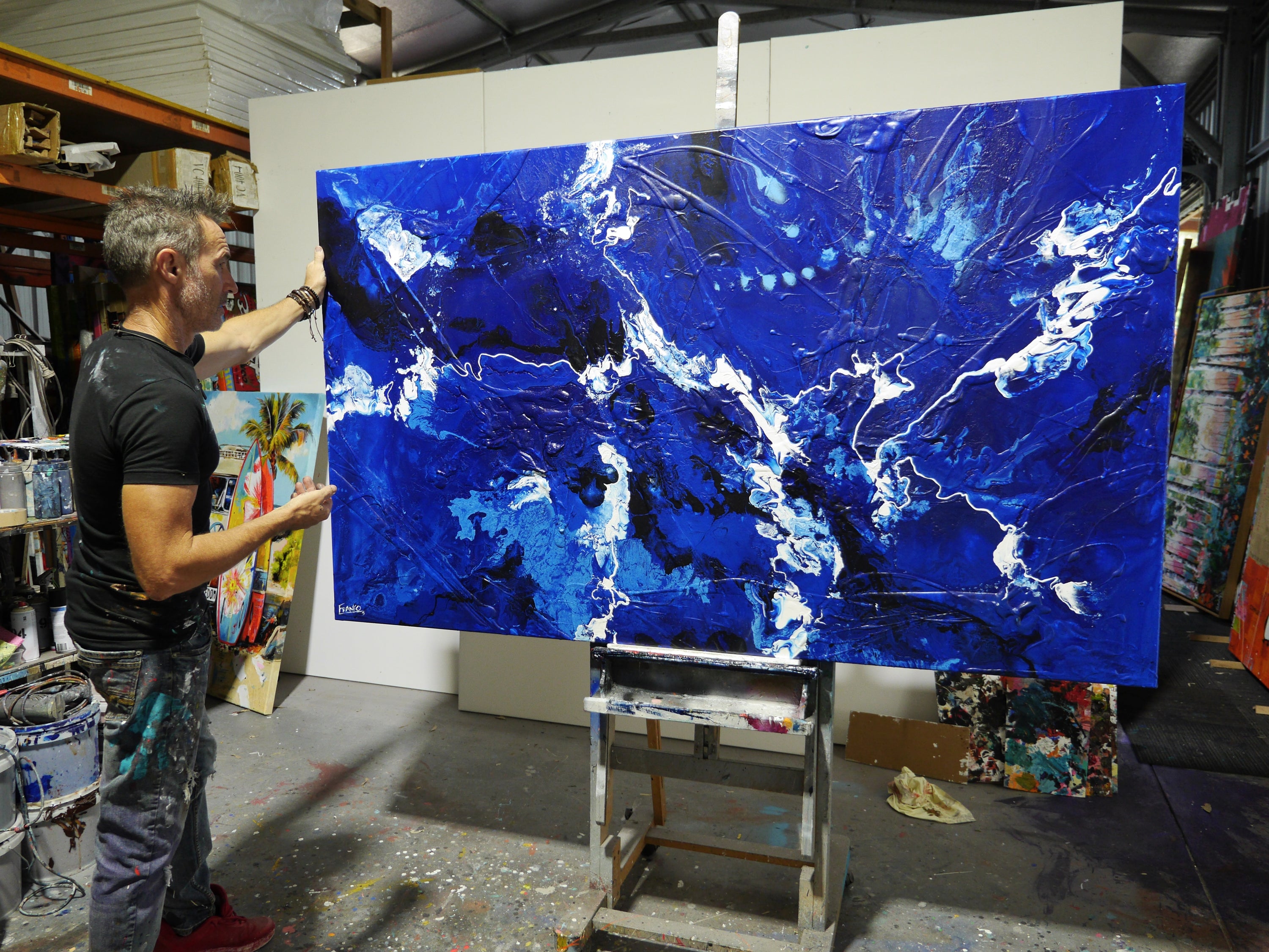 Into The Blue 200cm x 120cm Textured Abstract Painting