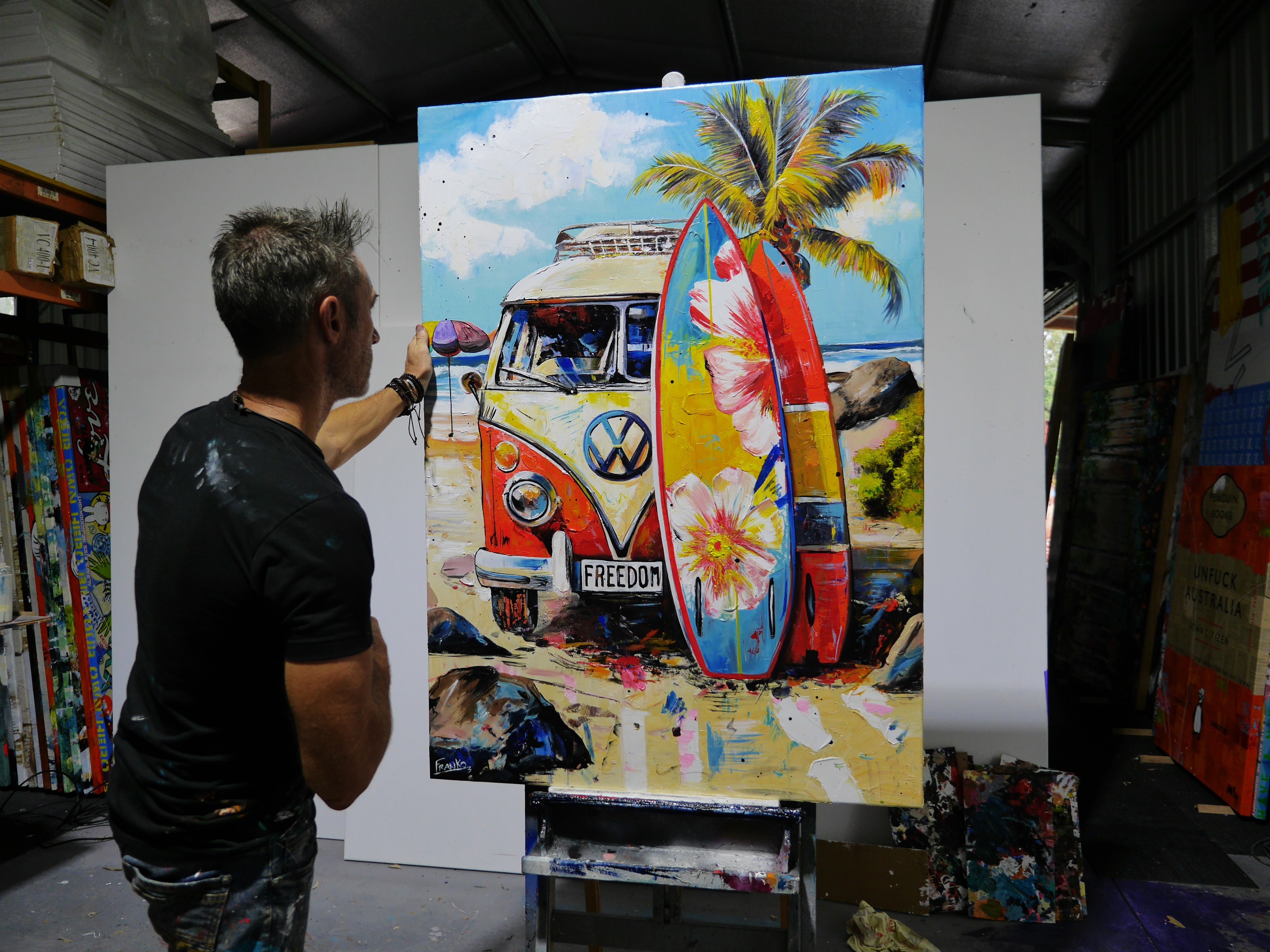 Chasing Freedom 140cm x 100cm FRAME INC Beach Kombi Abstract