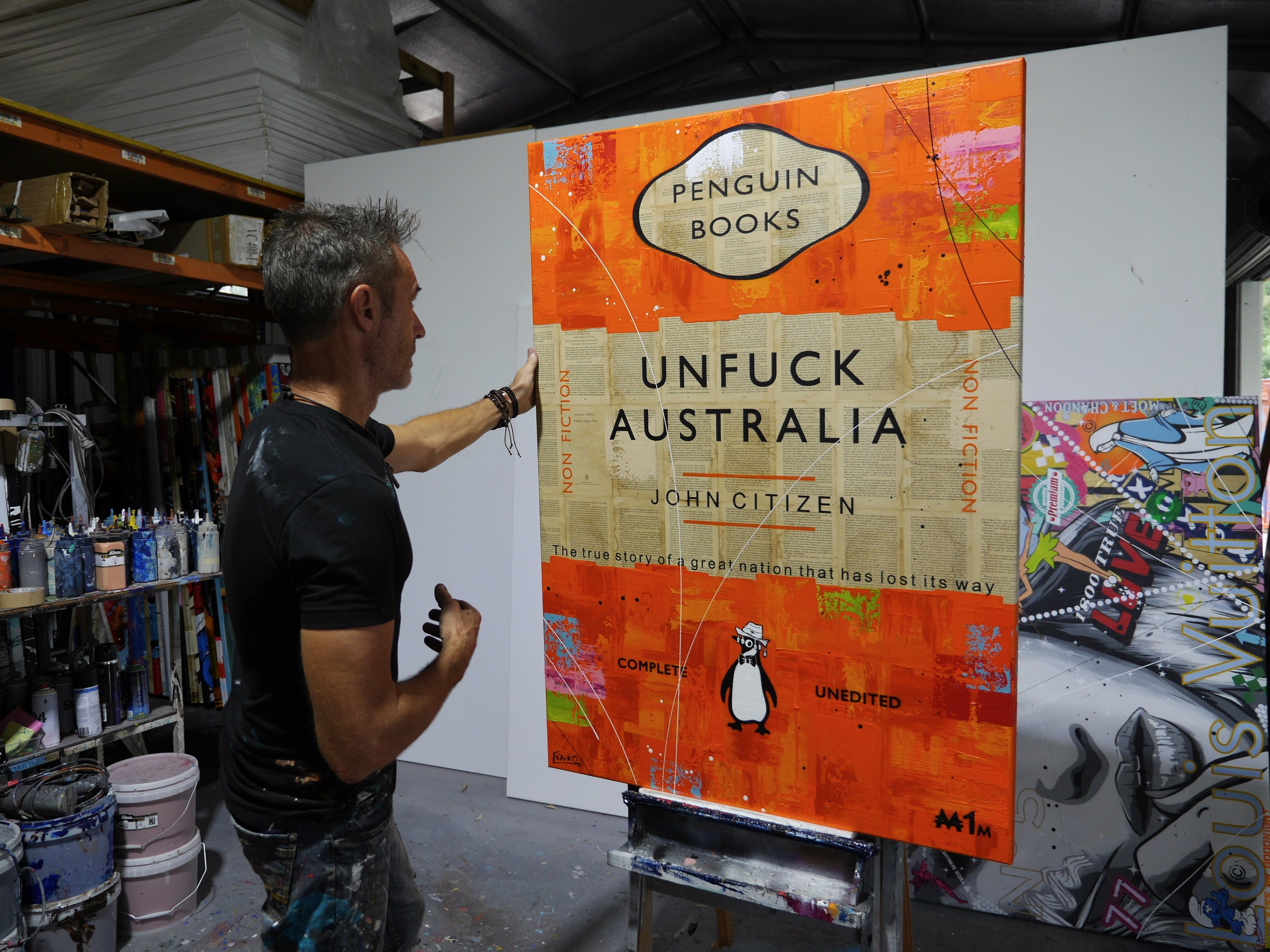 Land Gone Under 140cm x 100cm Australiana Urban Pop Book Club Painting (SOLD)