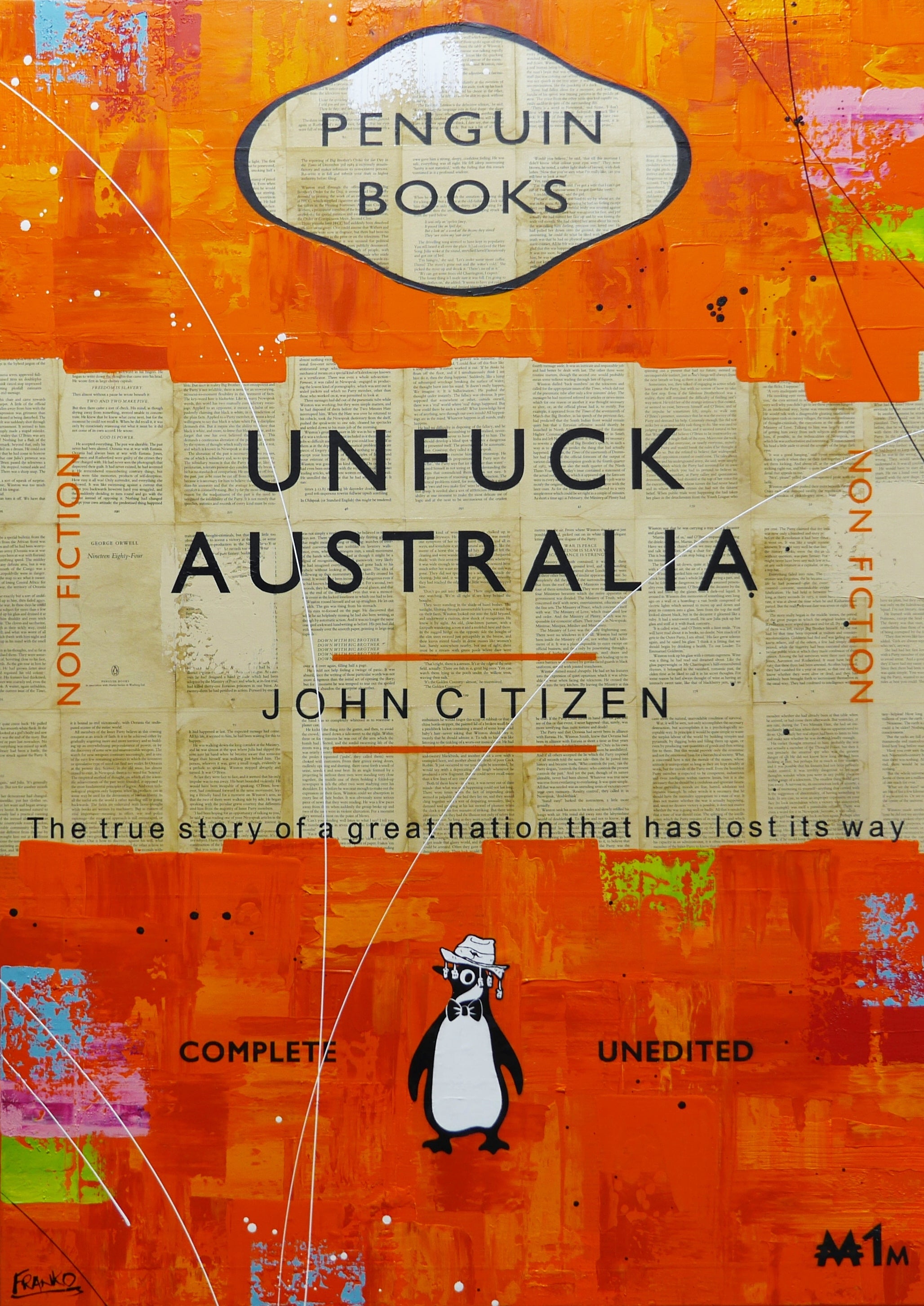 Land Gone Under 140cm x 100cm Australiana Urban Pop Book Club Painting (SOLD)