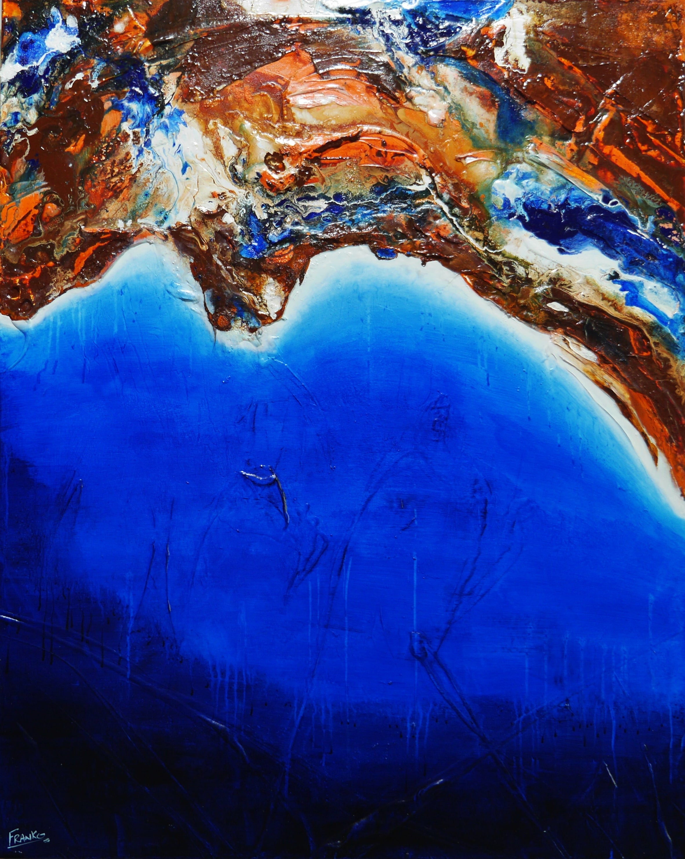 Red Coastline 120cm x 150cm Textured Abstract Painting