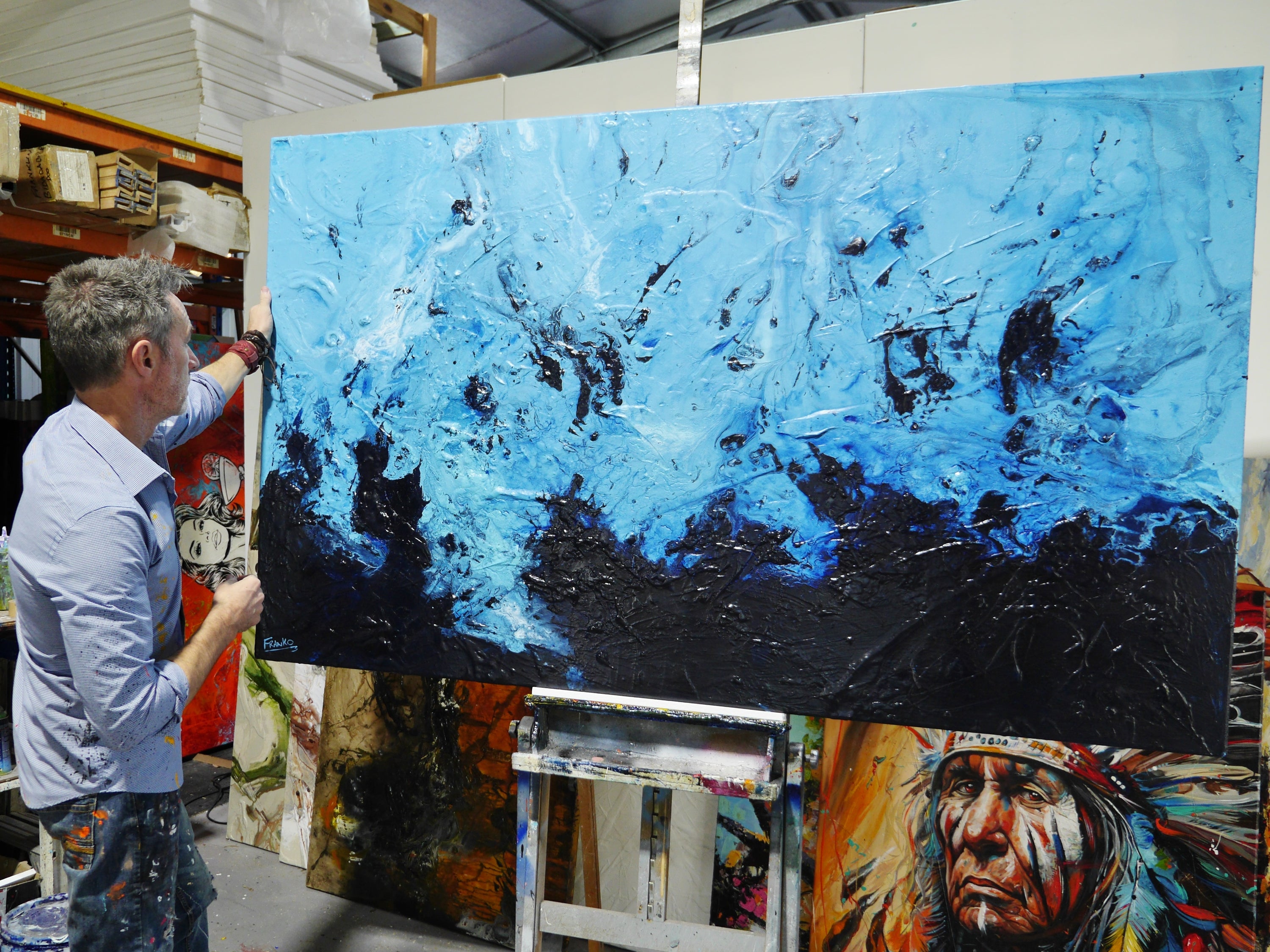 Aquatic Intent 200cm x 120cm Blue Textured Abstract Painting