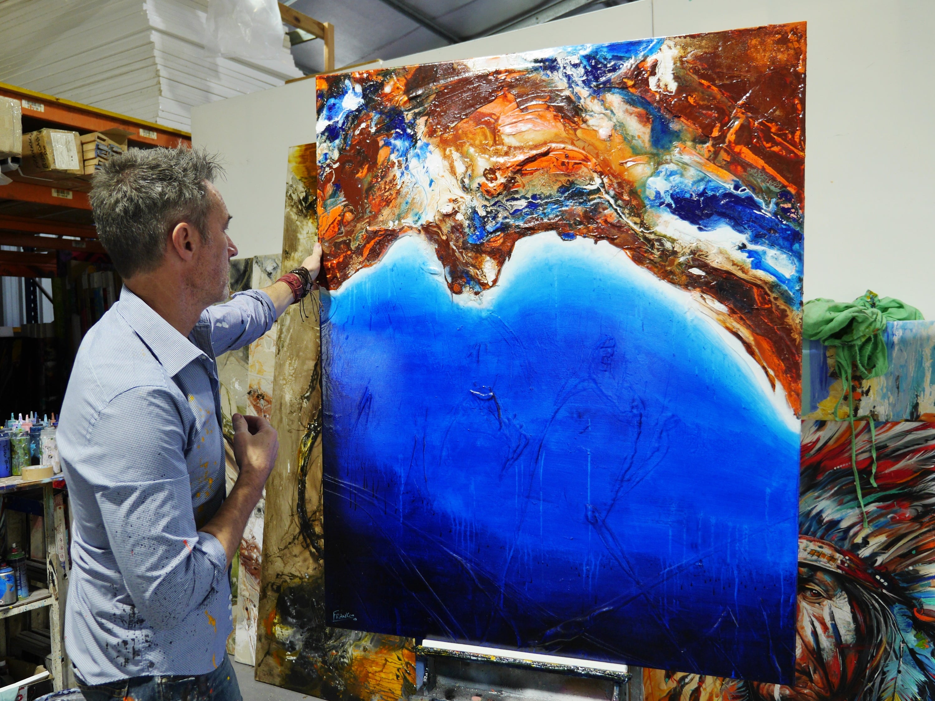 Red Coastline 120cm x 150cm Textured Abstract Painting