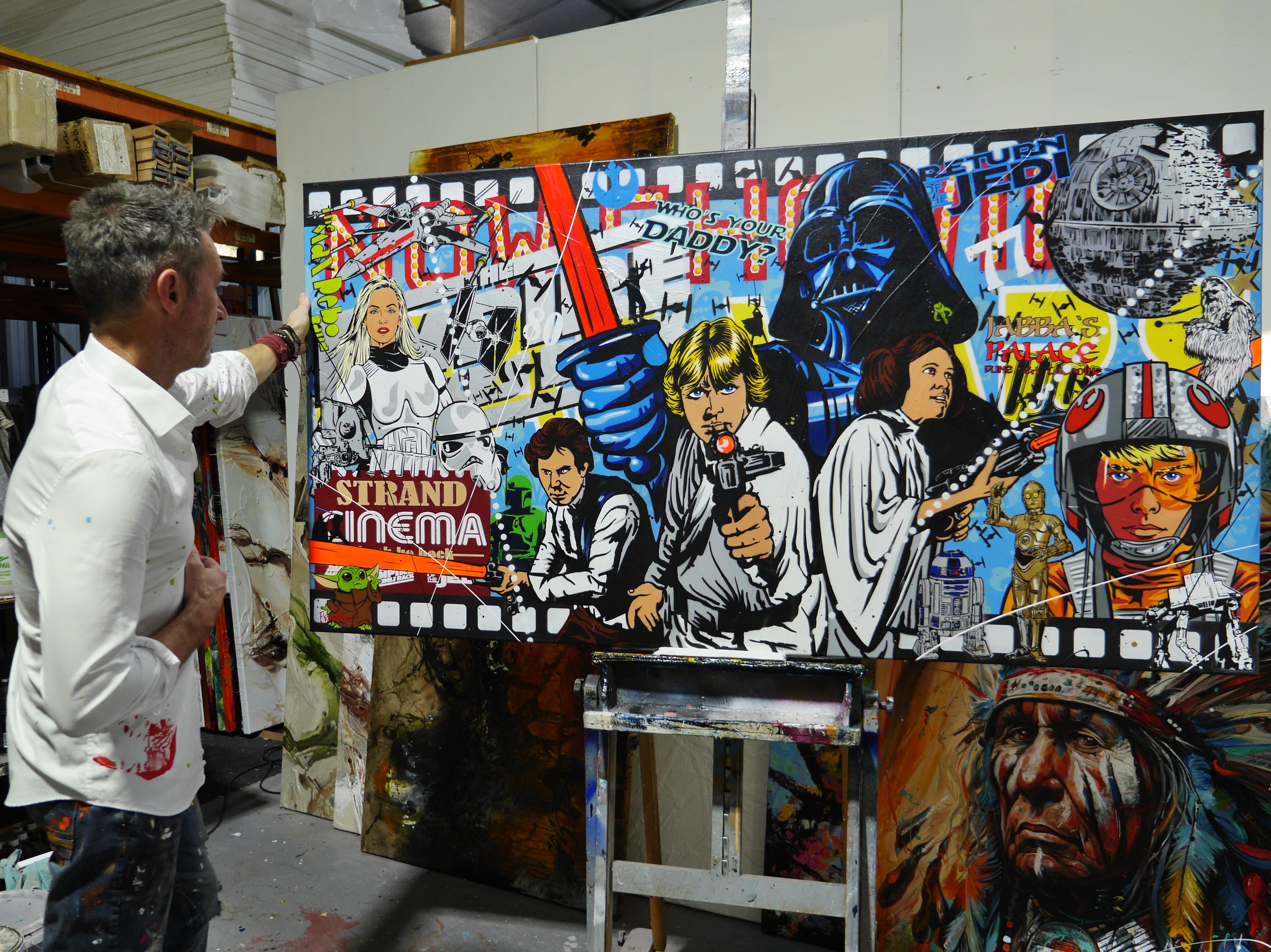 In a galaxy far, far away 190cm x 100cm Textured Urban Pop Art Painting