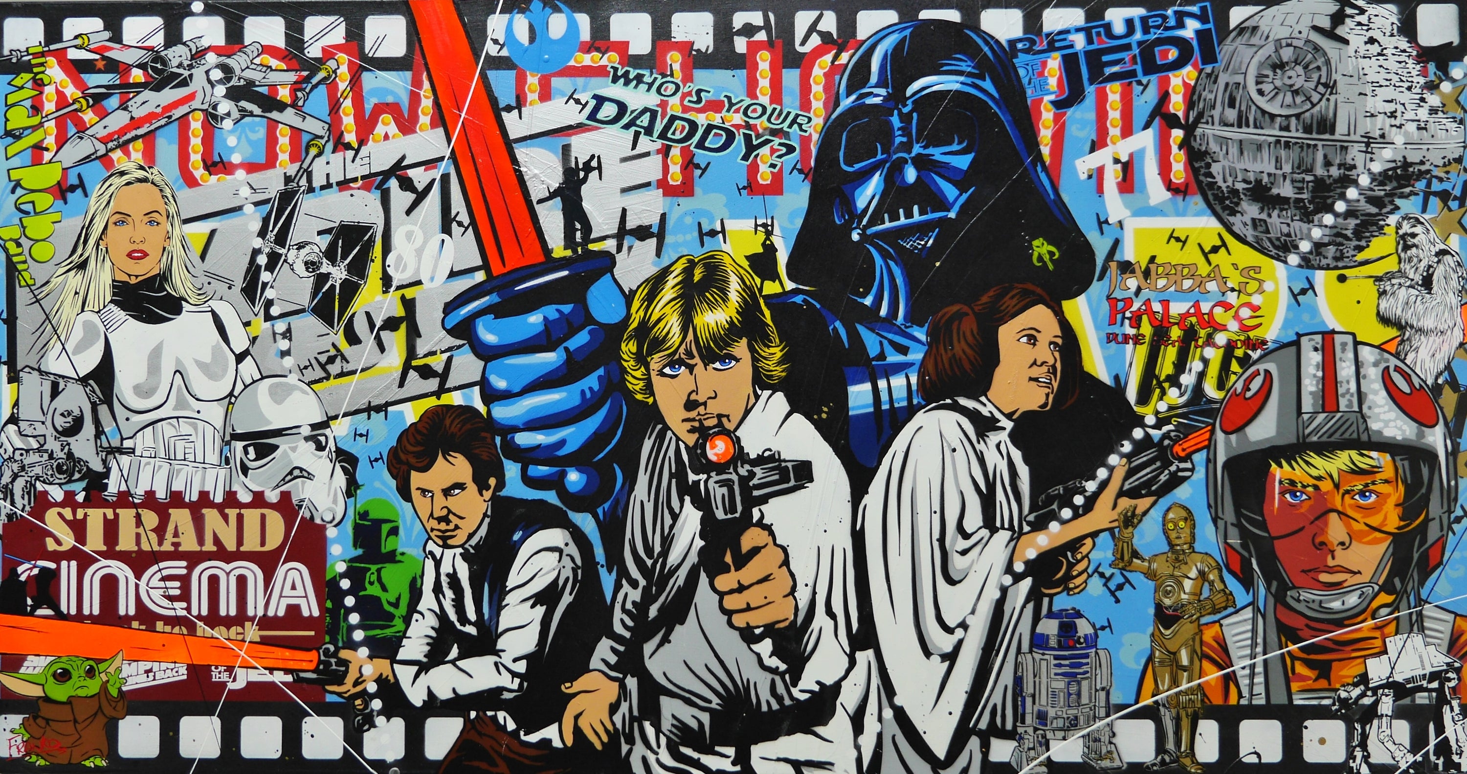 In a galaxy far, far away 190cm x 100cm Textured Urban Pop Art Painting