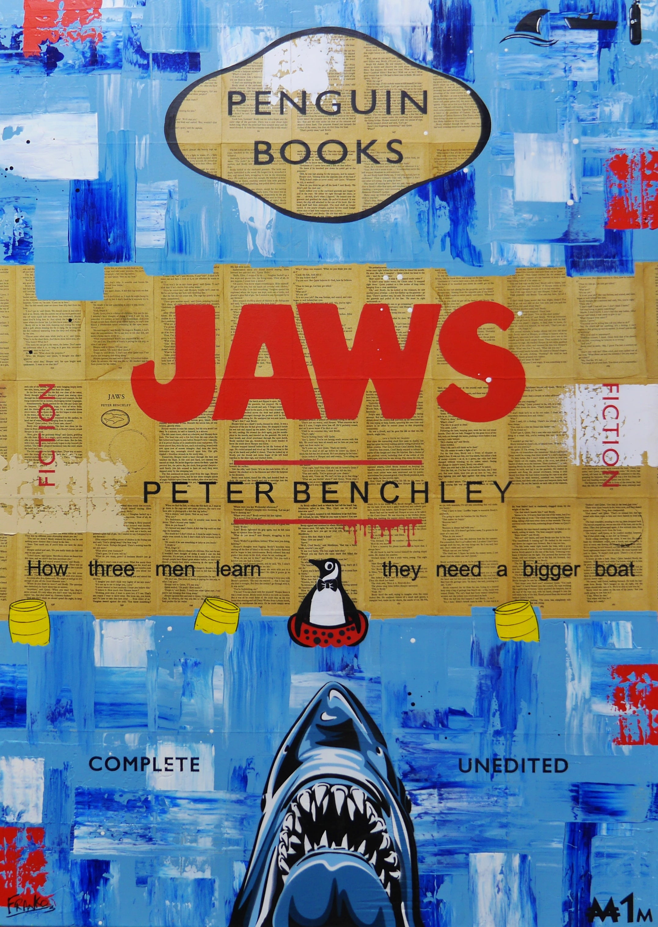 Sharks and Boats 140cm x 100cm Urban Pop Book Club Painting