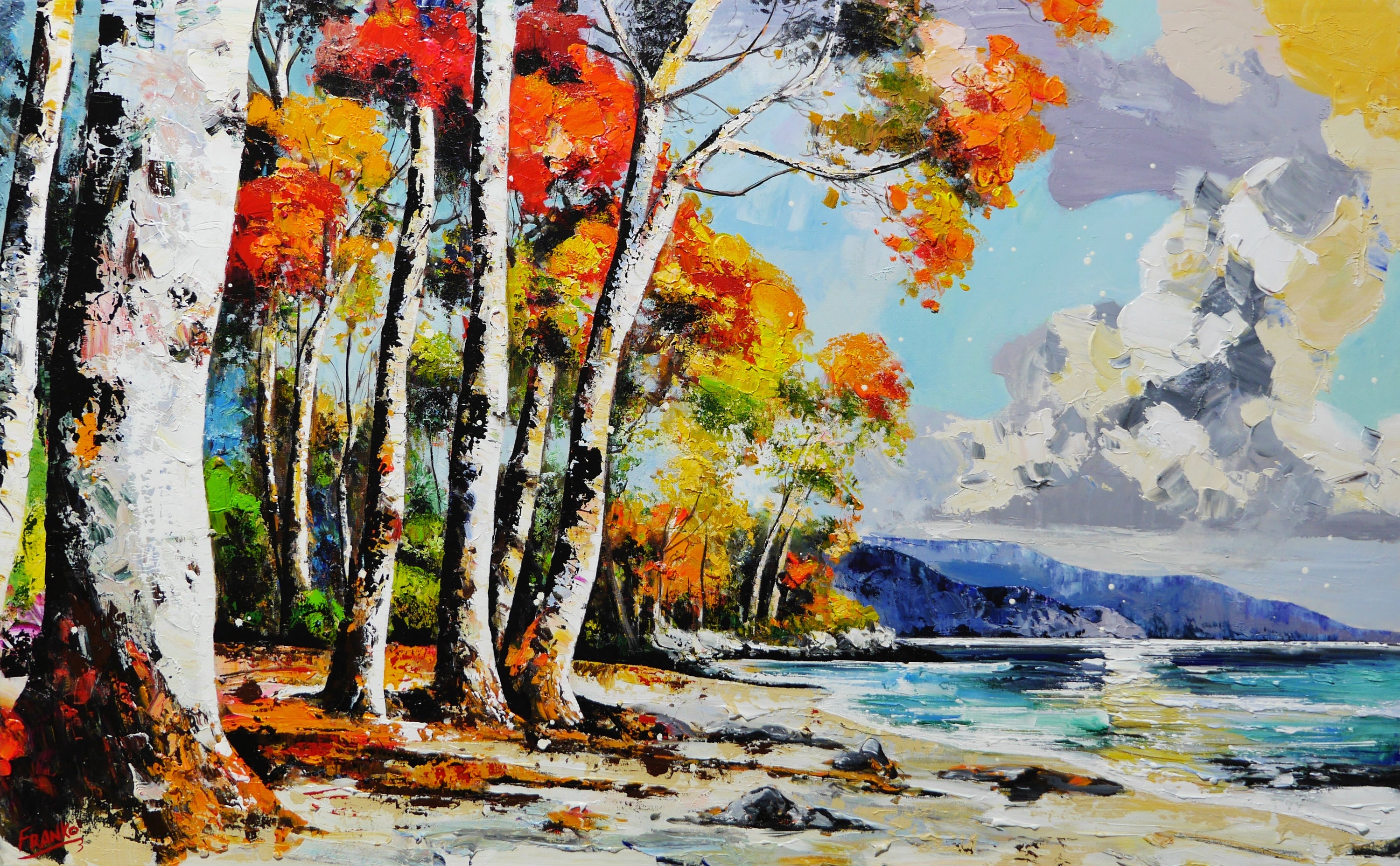 Paradise Beach 160cm x 100cm FRAME INC Australian Beach Landscape Abstract Realism Textured Painting