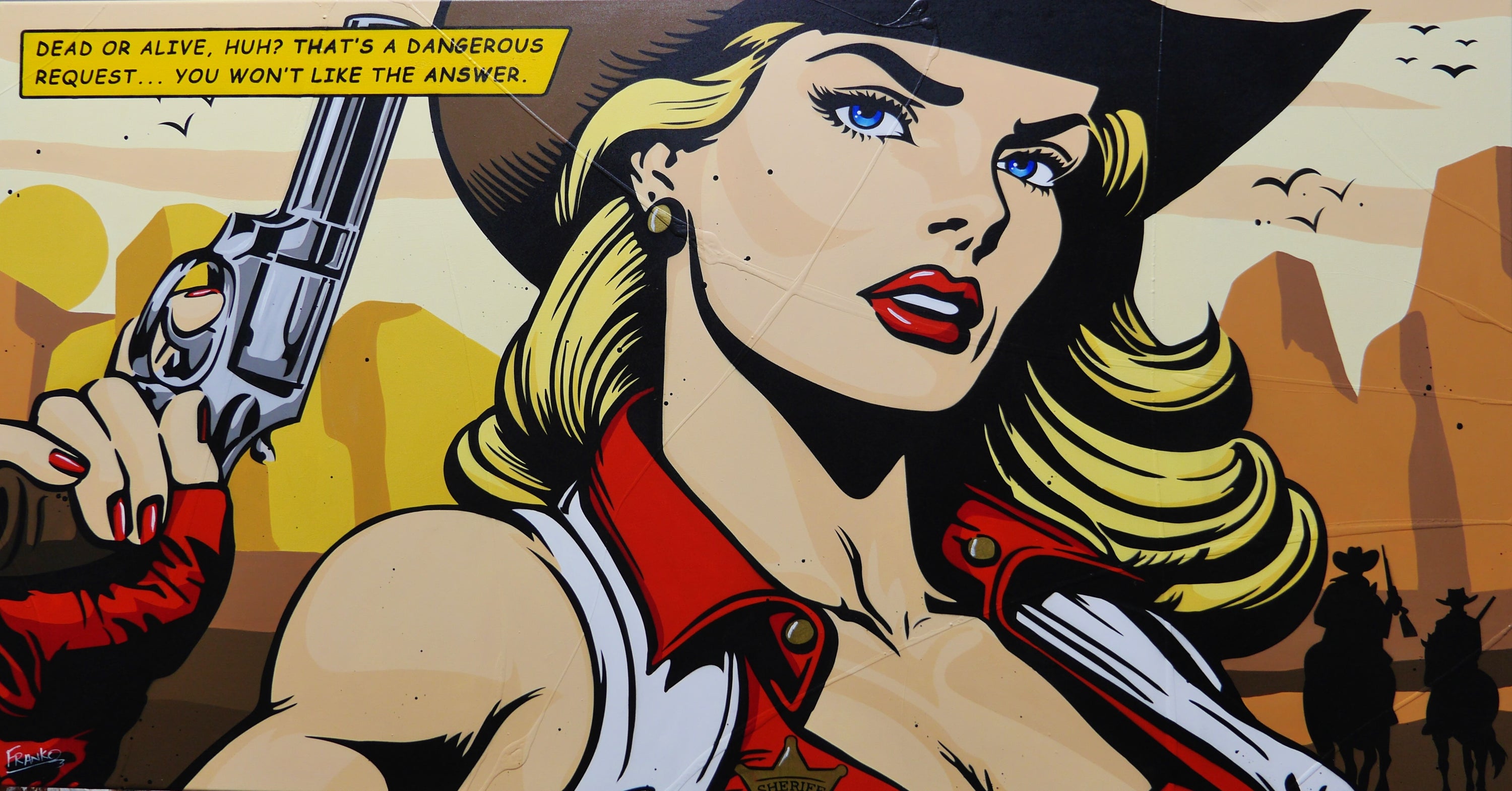 Dangerous Requests 190cm x 100cm Cowgirl Classic Pop Art Painting