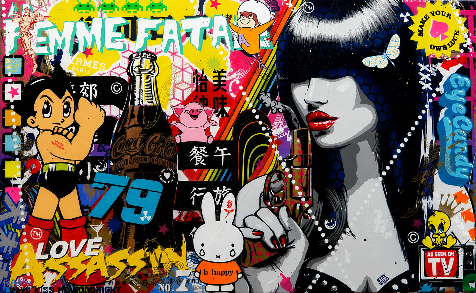 Romantic Revenge 160cm x 100cm Textured Urban Pop Art Painting
