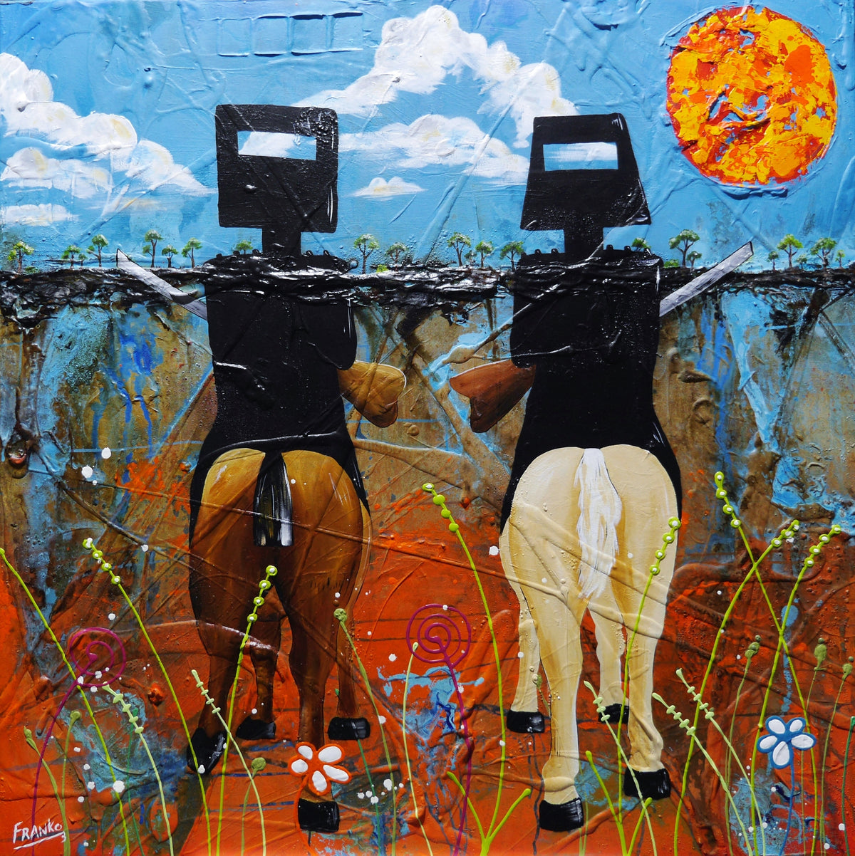 Bandit Bros 120cm x 120cm Australiana Textured Abstract Painting (SOLD)