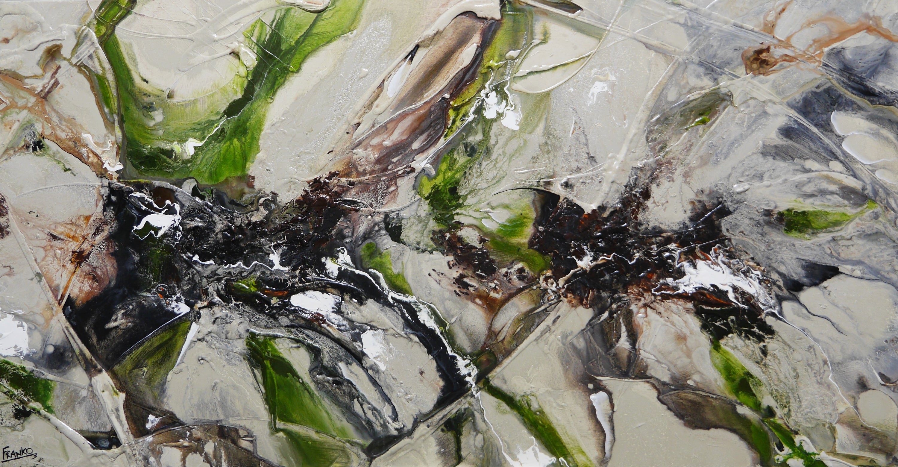 Olive and Crunch 190cm x 100cm Textured Abstract Painting