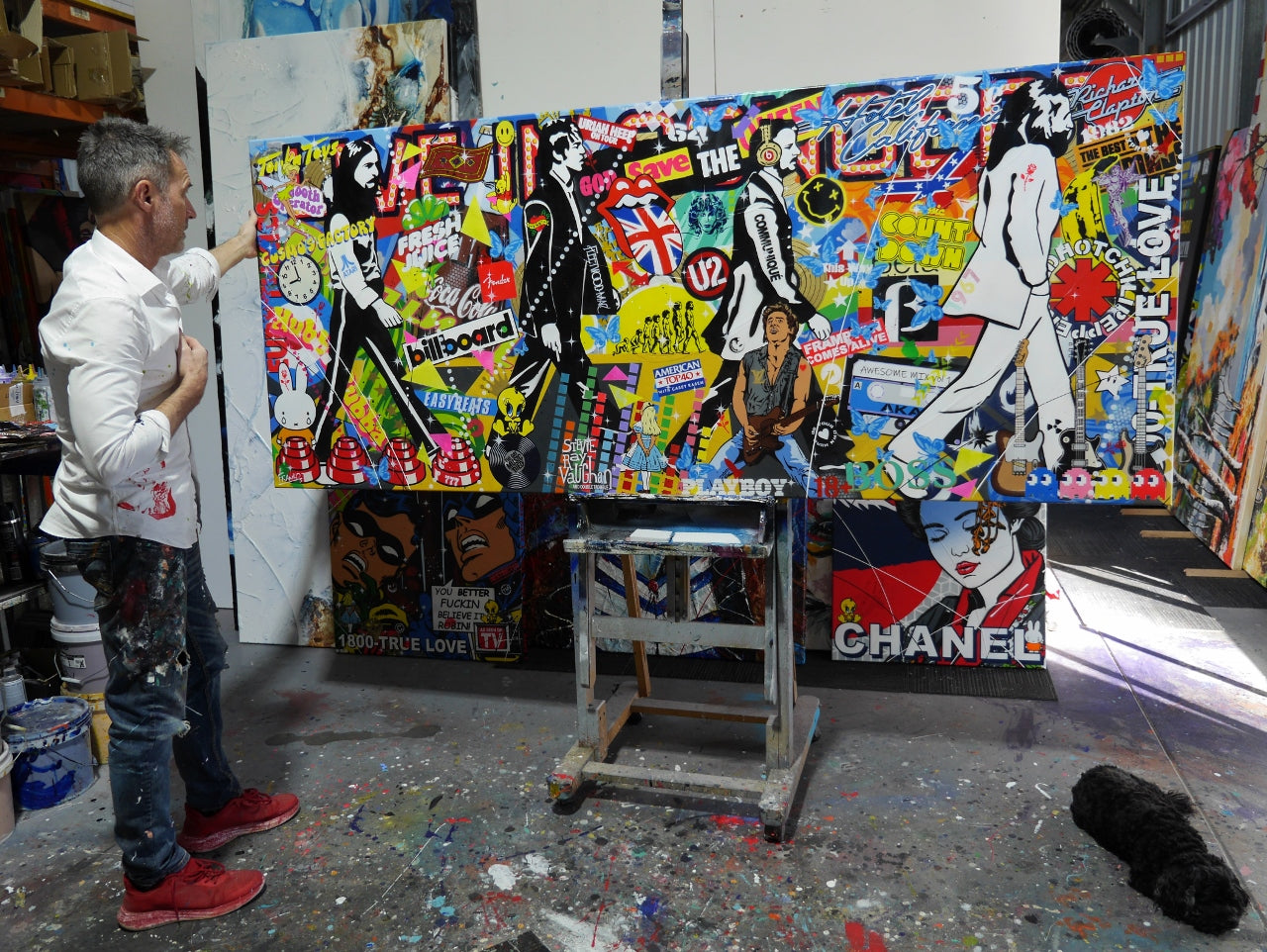 The Beatles N Beats 240cm x 100cm Music Textured Urban Pop Art Painting