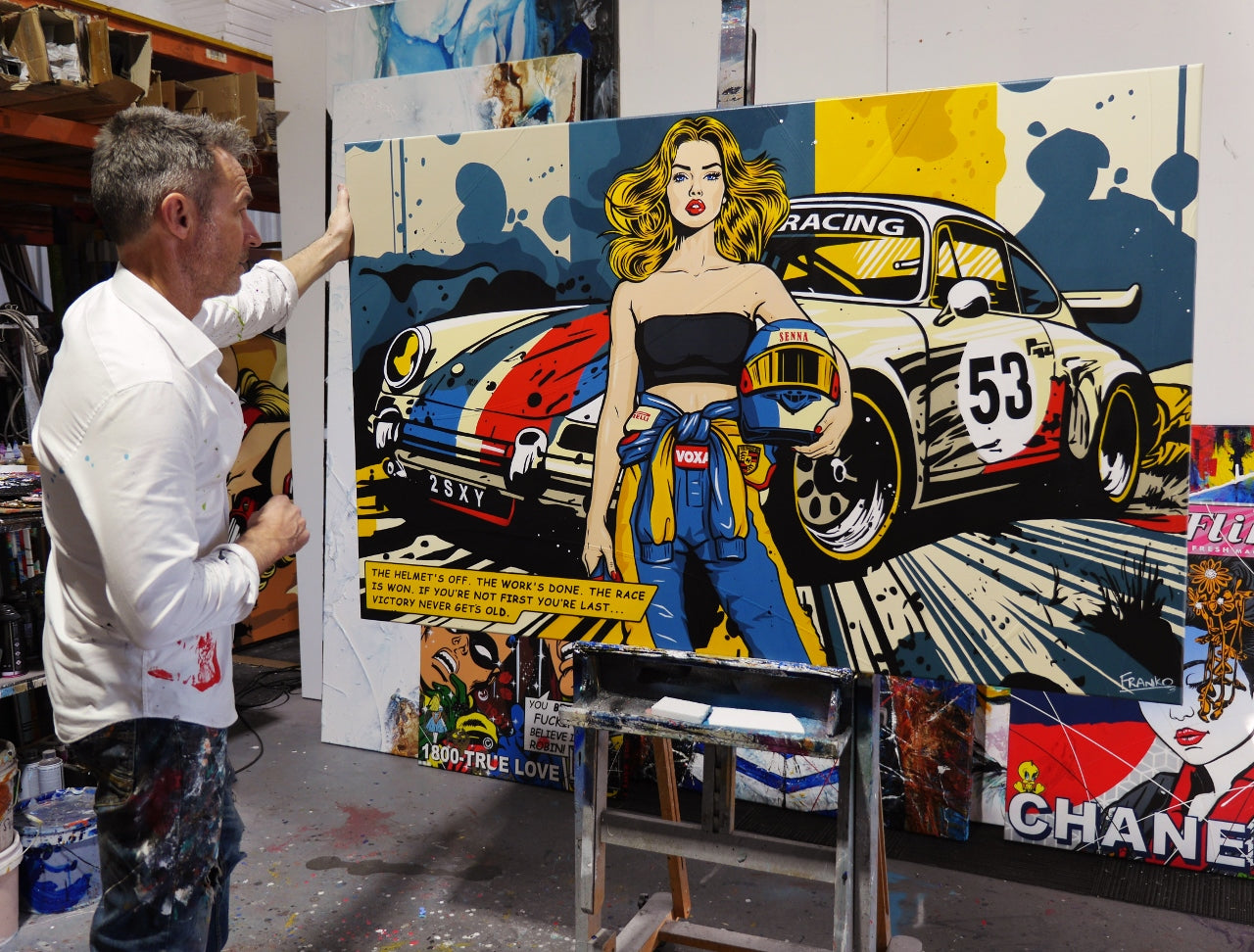 If You're Not First... 160cm x 100cm Porsche Classic Pop Art Painting