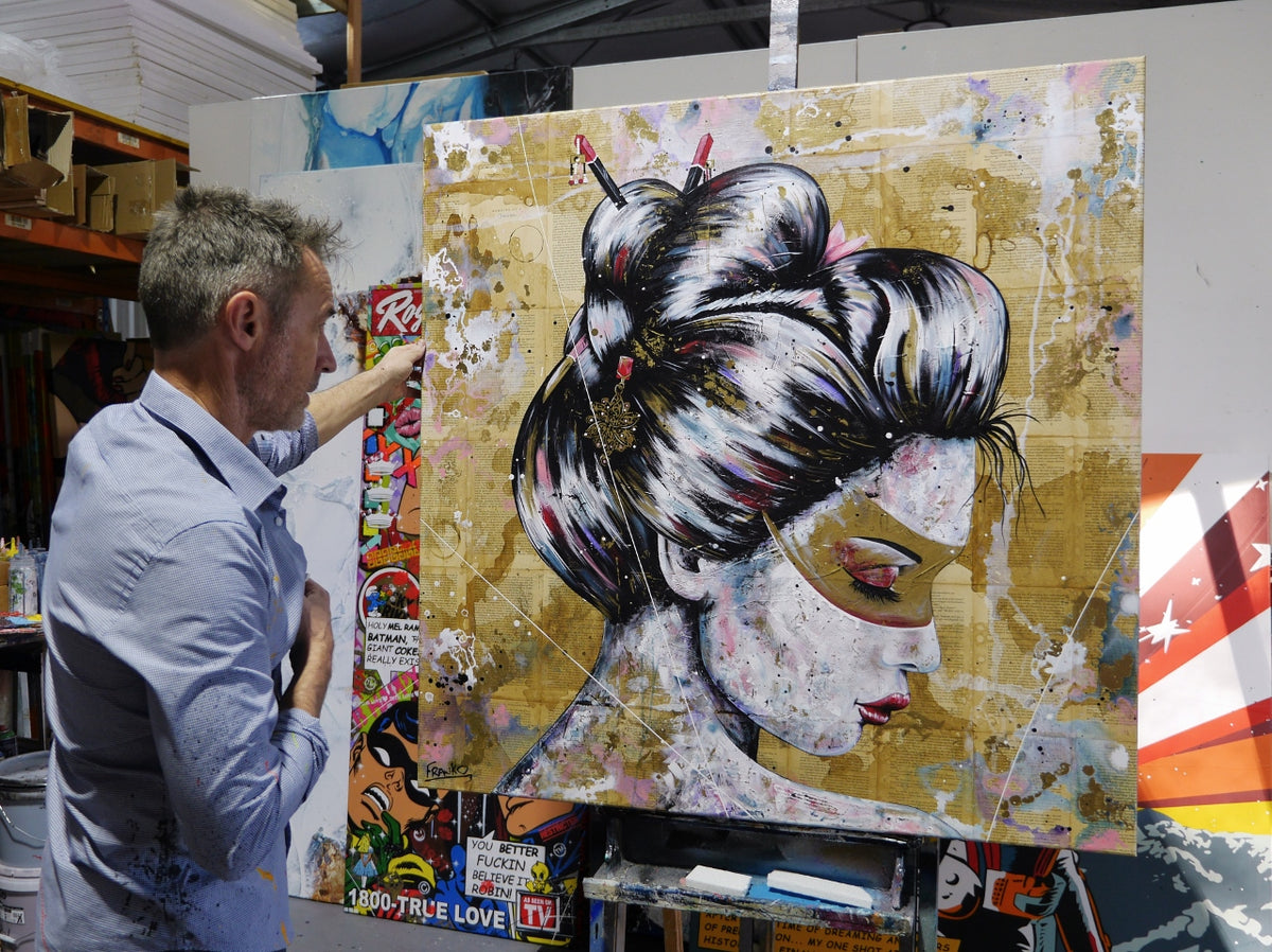 Murasaki 120cm x 120cm Geisha Abstract Realism Book Club Painting (SOLD)