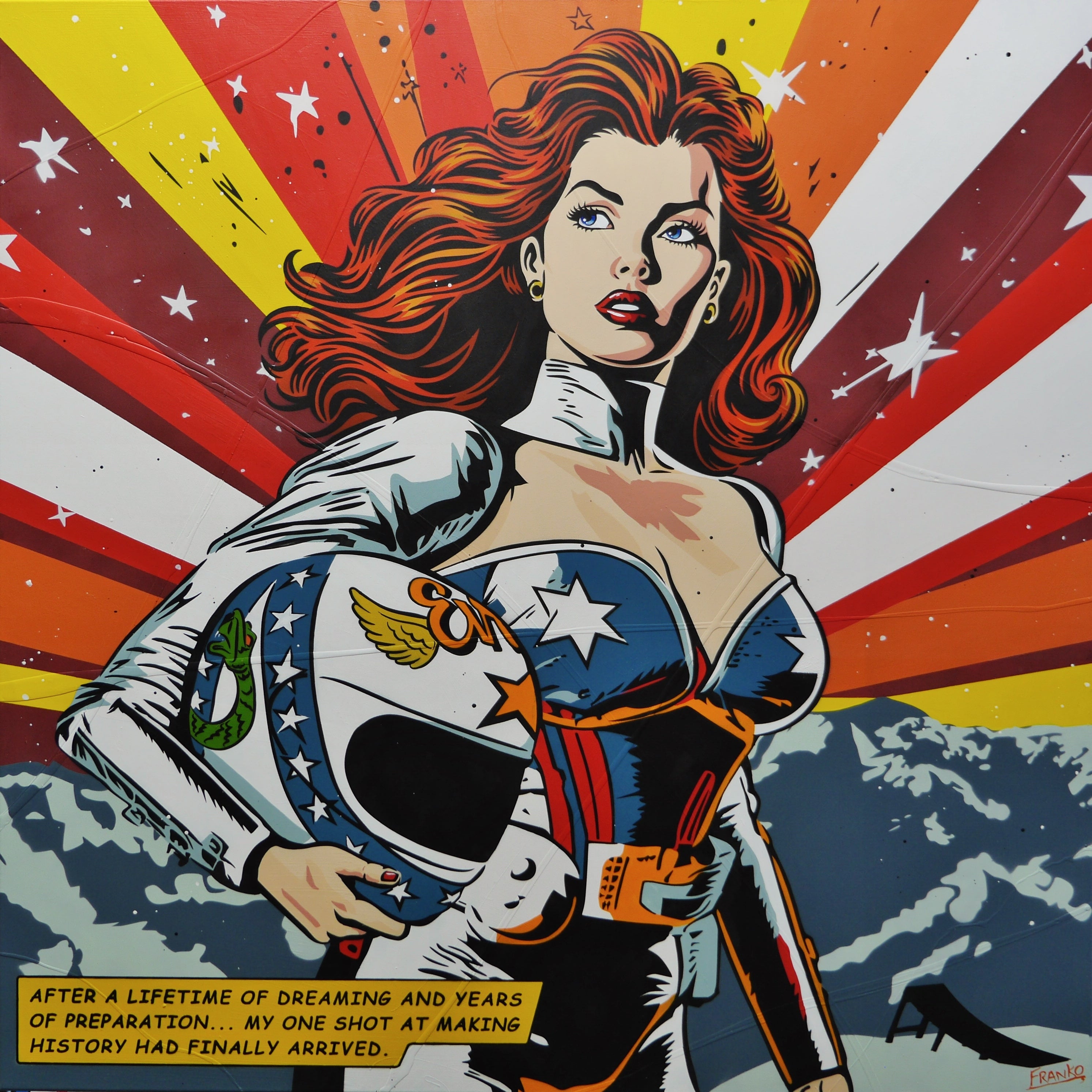 The Jump 150cm x 150cm Stunt Devil Textured Classic Pop Art Painting