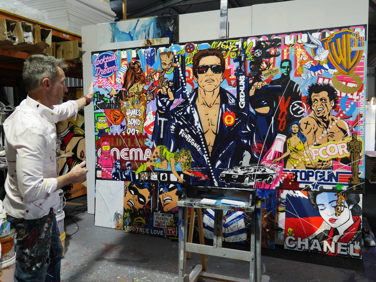 Legendary 190cm x 100cm Terminator Textured Urban Pop Art Painting