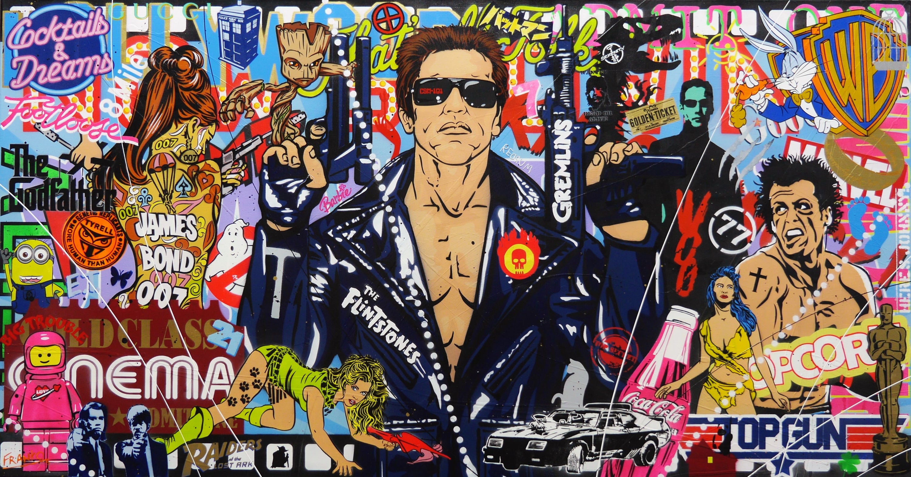 Legendary 190cm x 100cm Terminator Textured Urban Pop Art Painting
