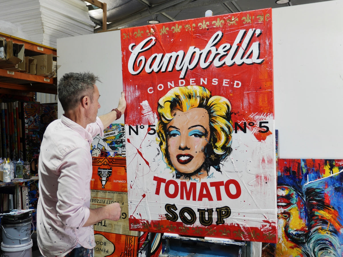 Tomato Marilyn Soup 140cm x 100cm Campbell's Soup Textured Urban Pop Art Painting (SOLD)