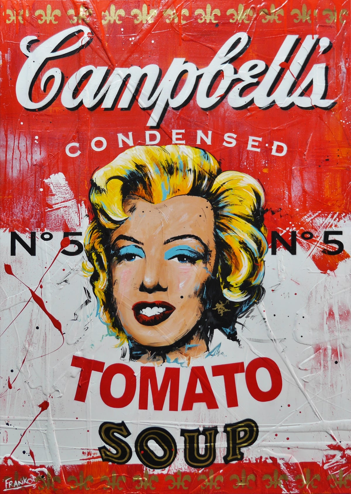 Tomato Marilyn Soup 140cm x 100cm Campbell's Soup Textured Urban Pop Art Painting (SOLD)