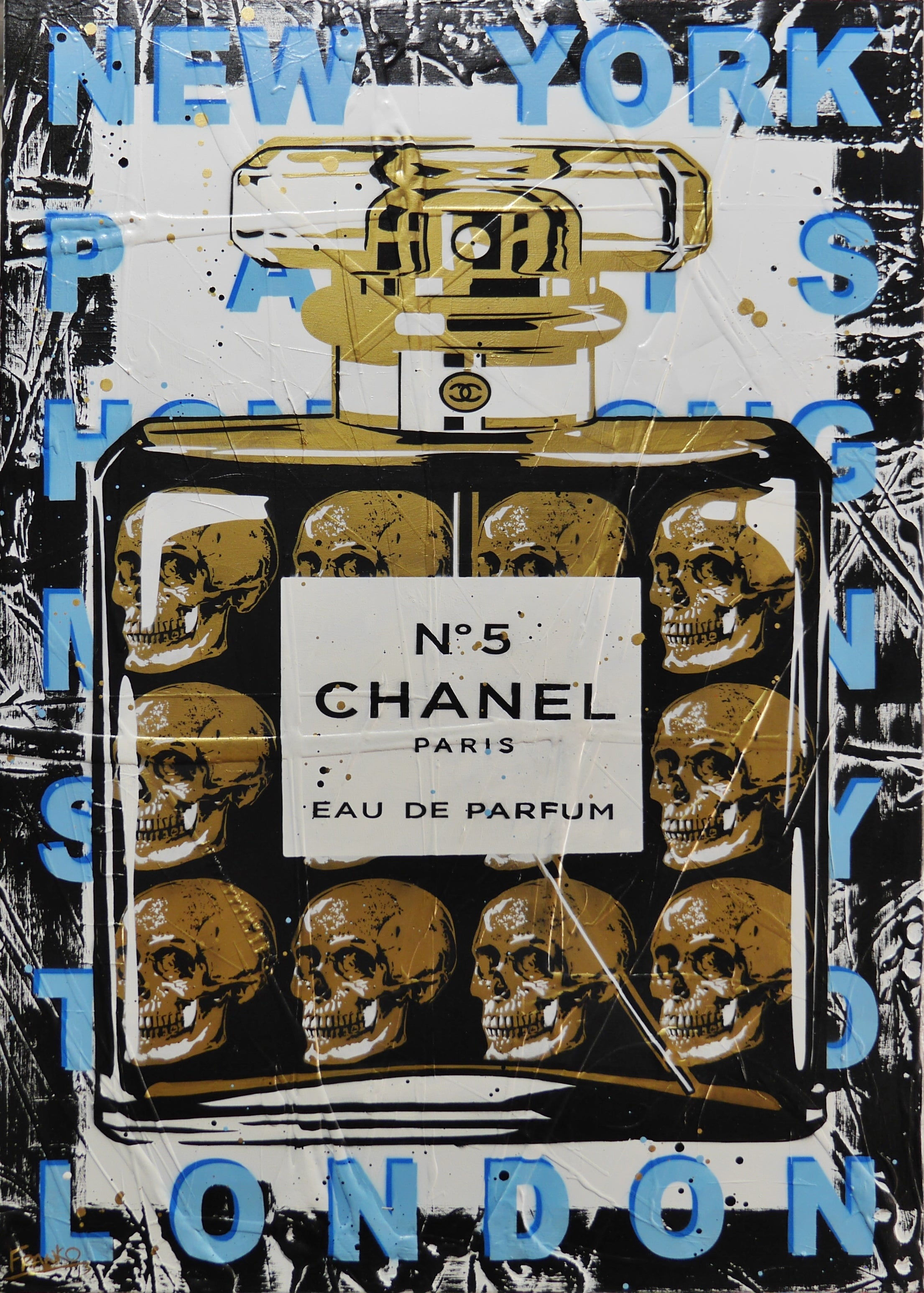 Fragrances and Skulls 140cm x 100cm Perfume Bottle Textured Urban Pop Art Painting