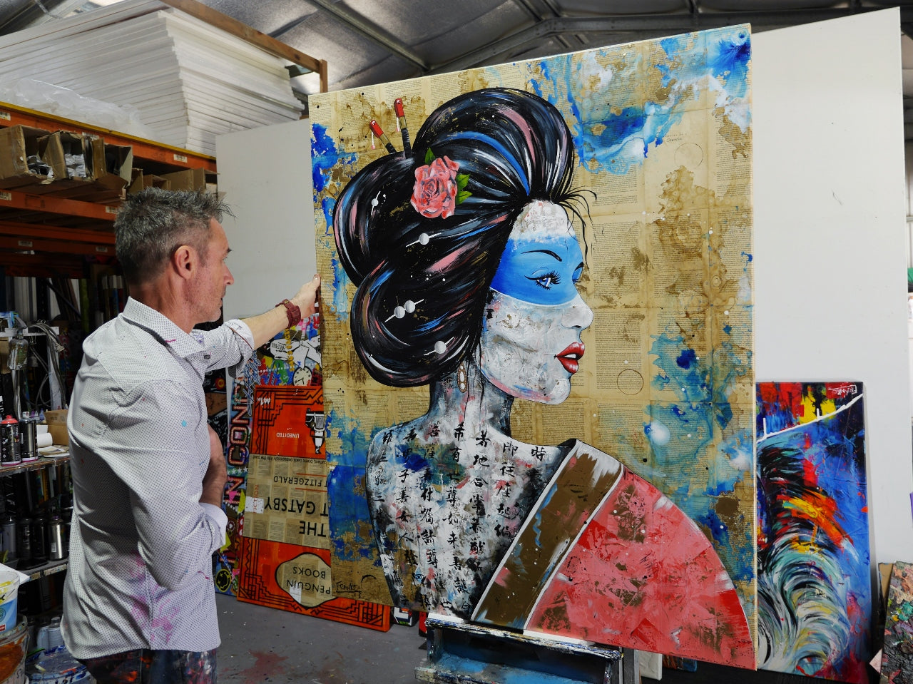 Safaia 120cm x 150cm Geisha Abstract Realism Book Club Painting