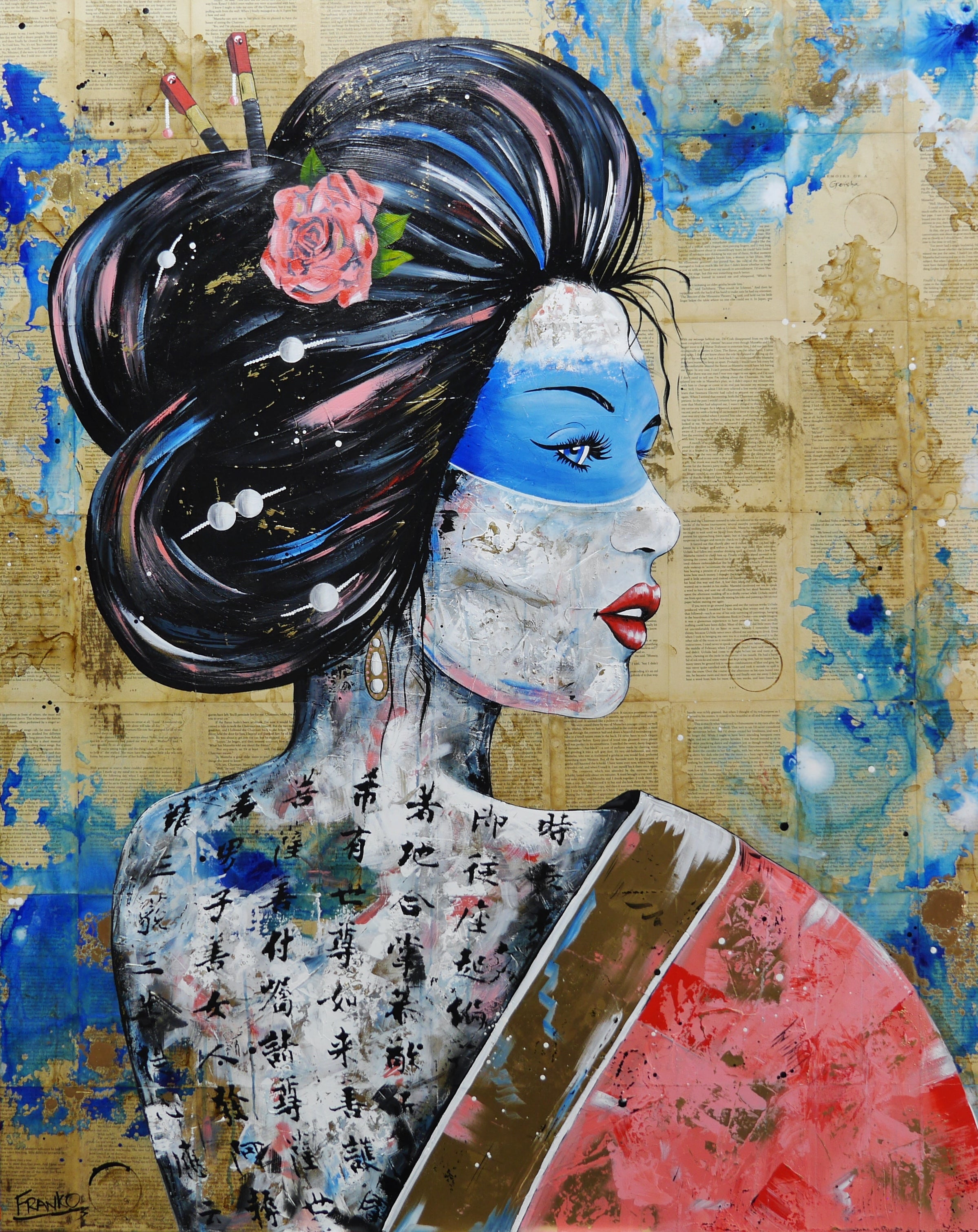Safaia 120cm x 150cm Geisha Abstract Realism Book Club Painting