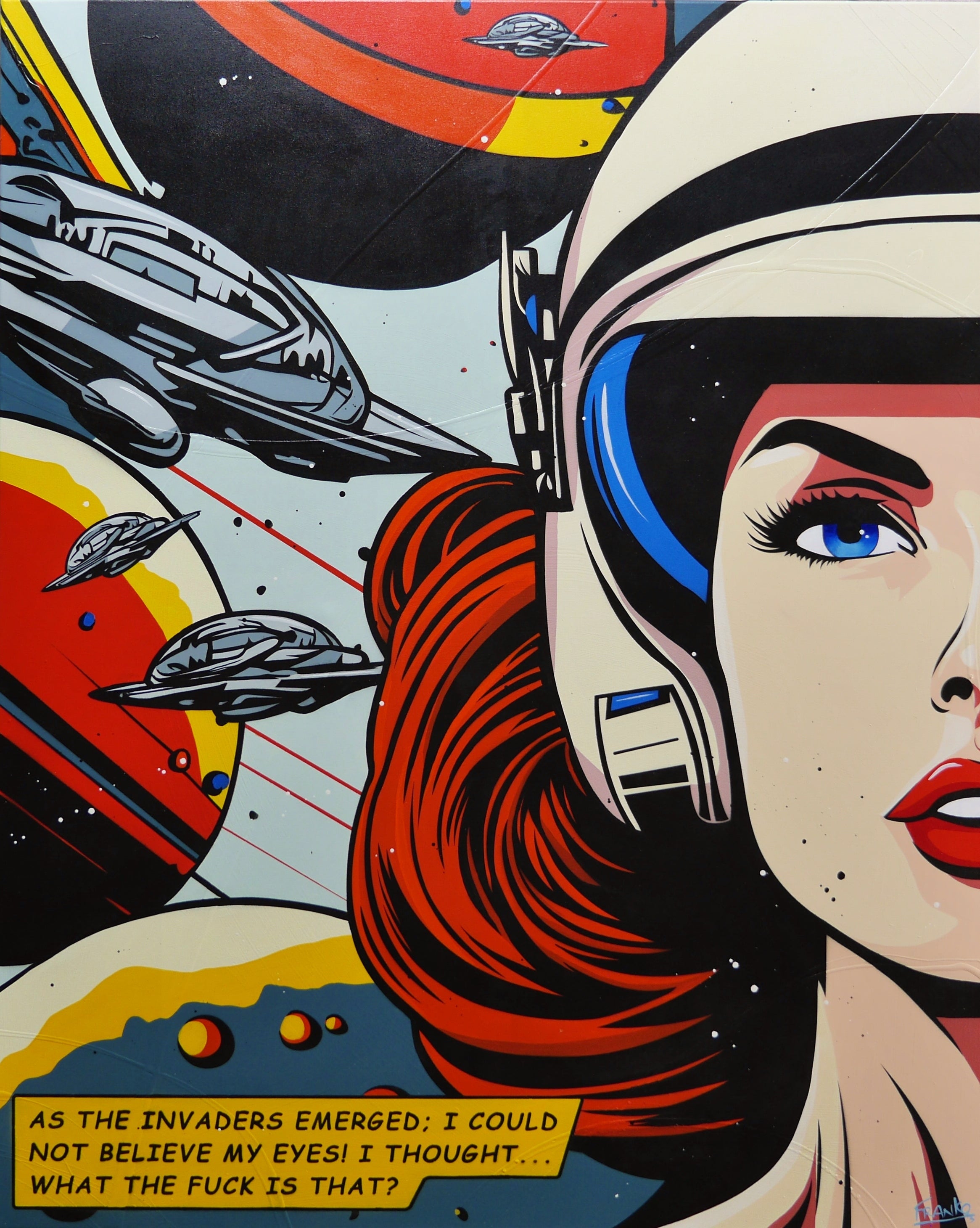 The Invaders 120cm x 150cm Space Classic Textured Pop Art Painting