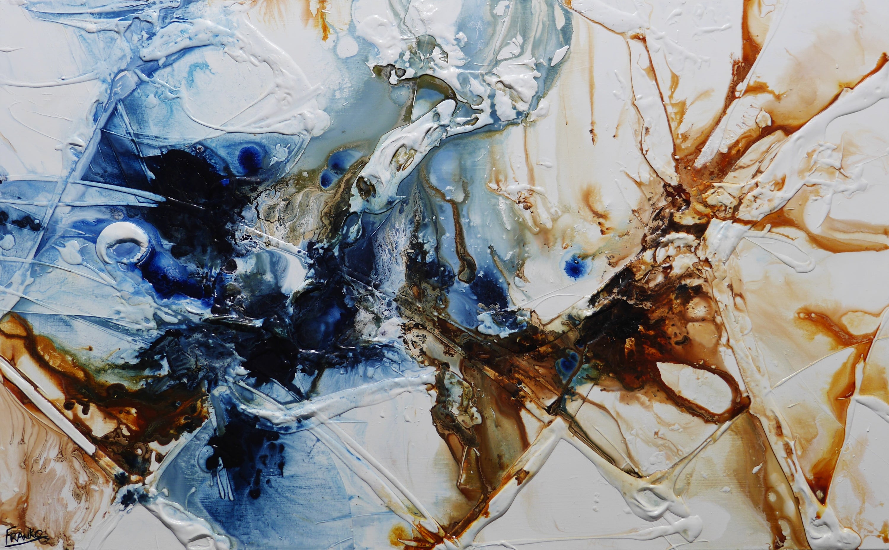 Midnight Echo 160cm x 100cm Blue Textured Abstract Painting