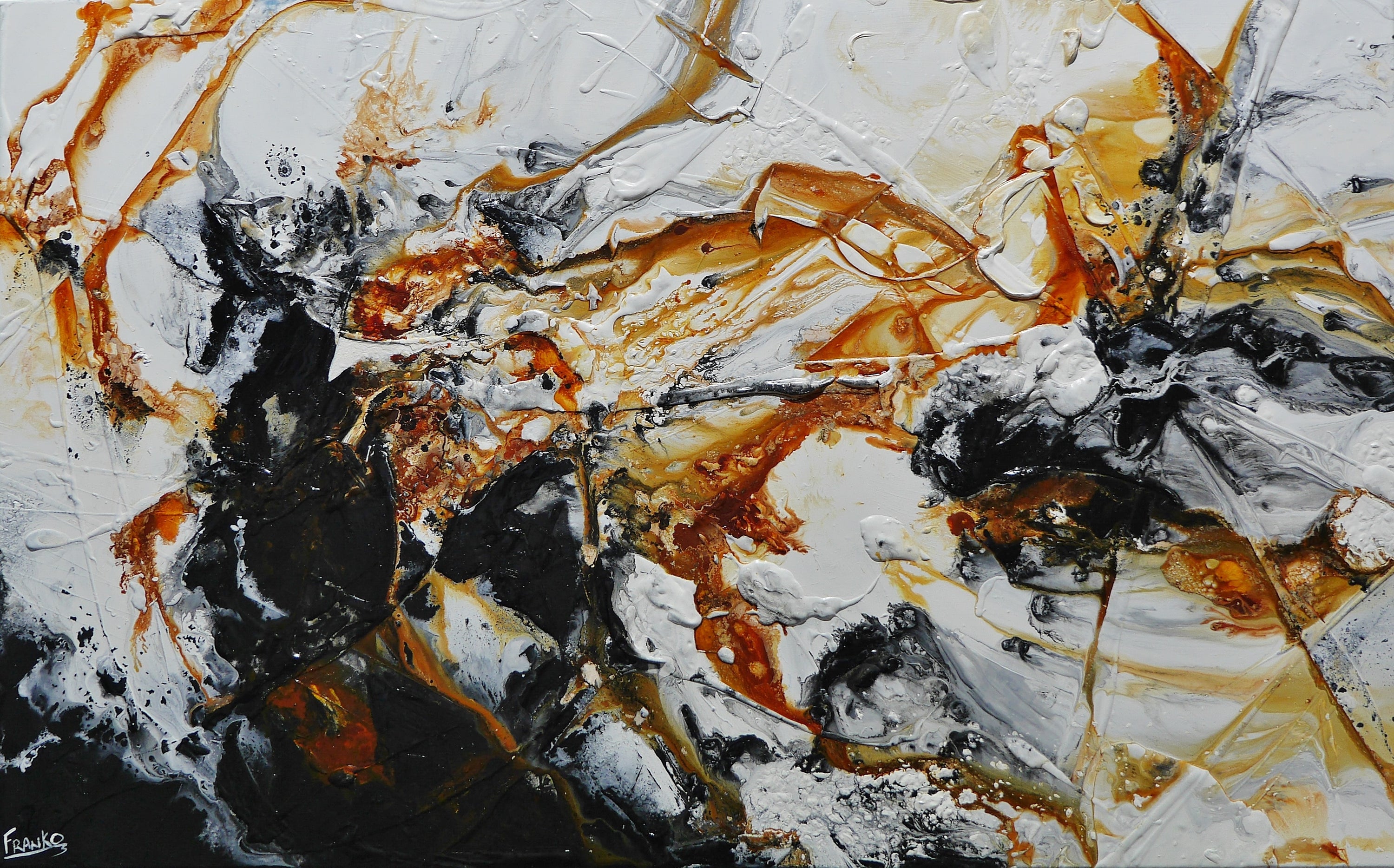 Attainment 160cm x 100cm White Rust Black Textured Abstract Painting