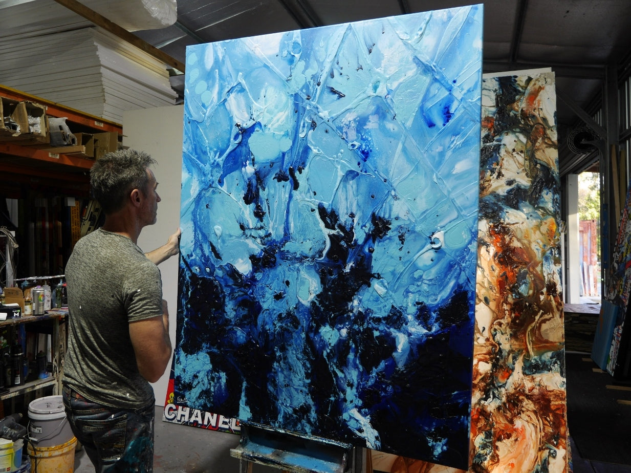 Rejuvenate 140cm x 180cm Blue Textured Abstract Painting