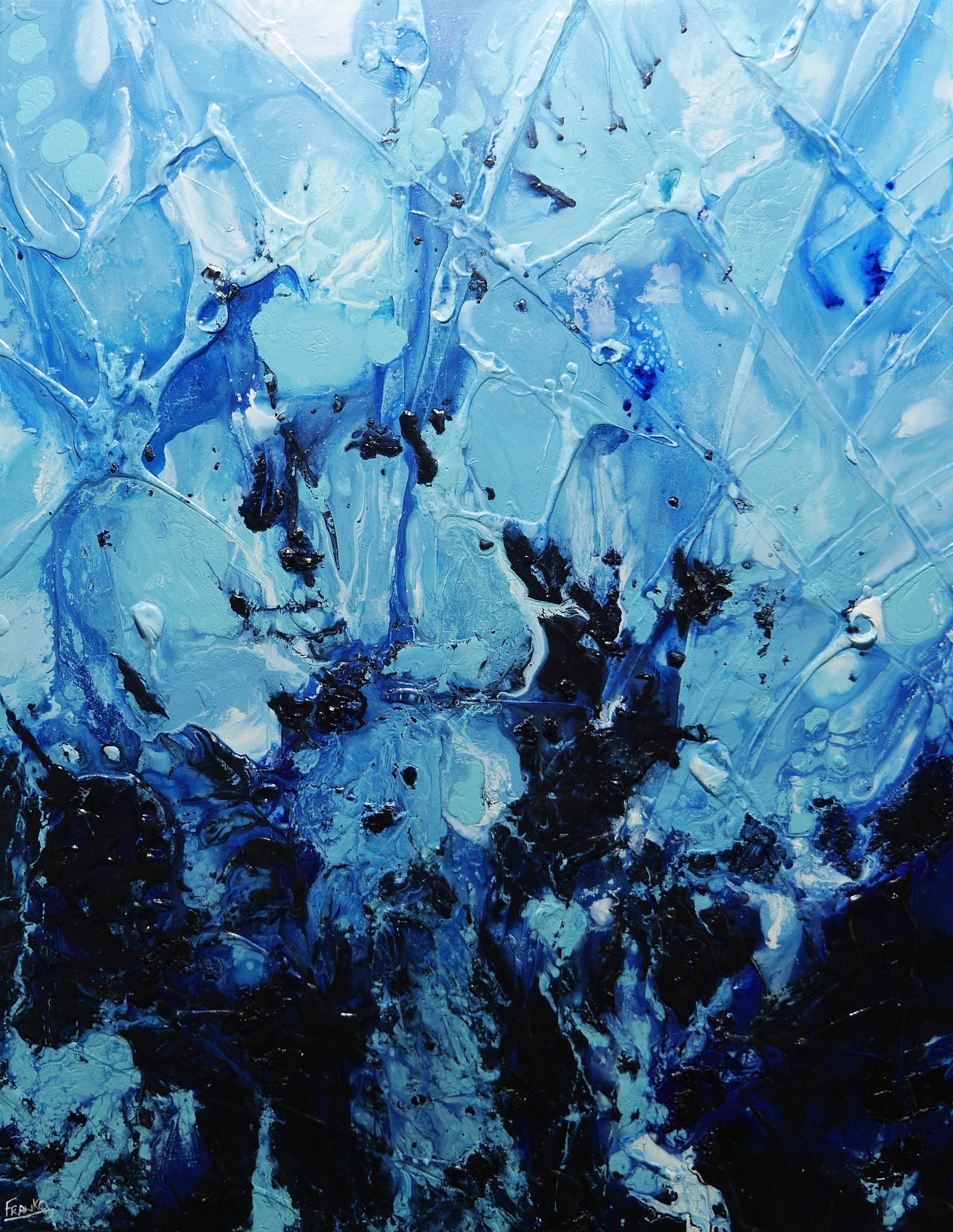 Rejuvenate 140cm x 180cm Blue Textured Abstract Painting