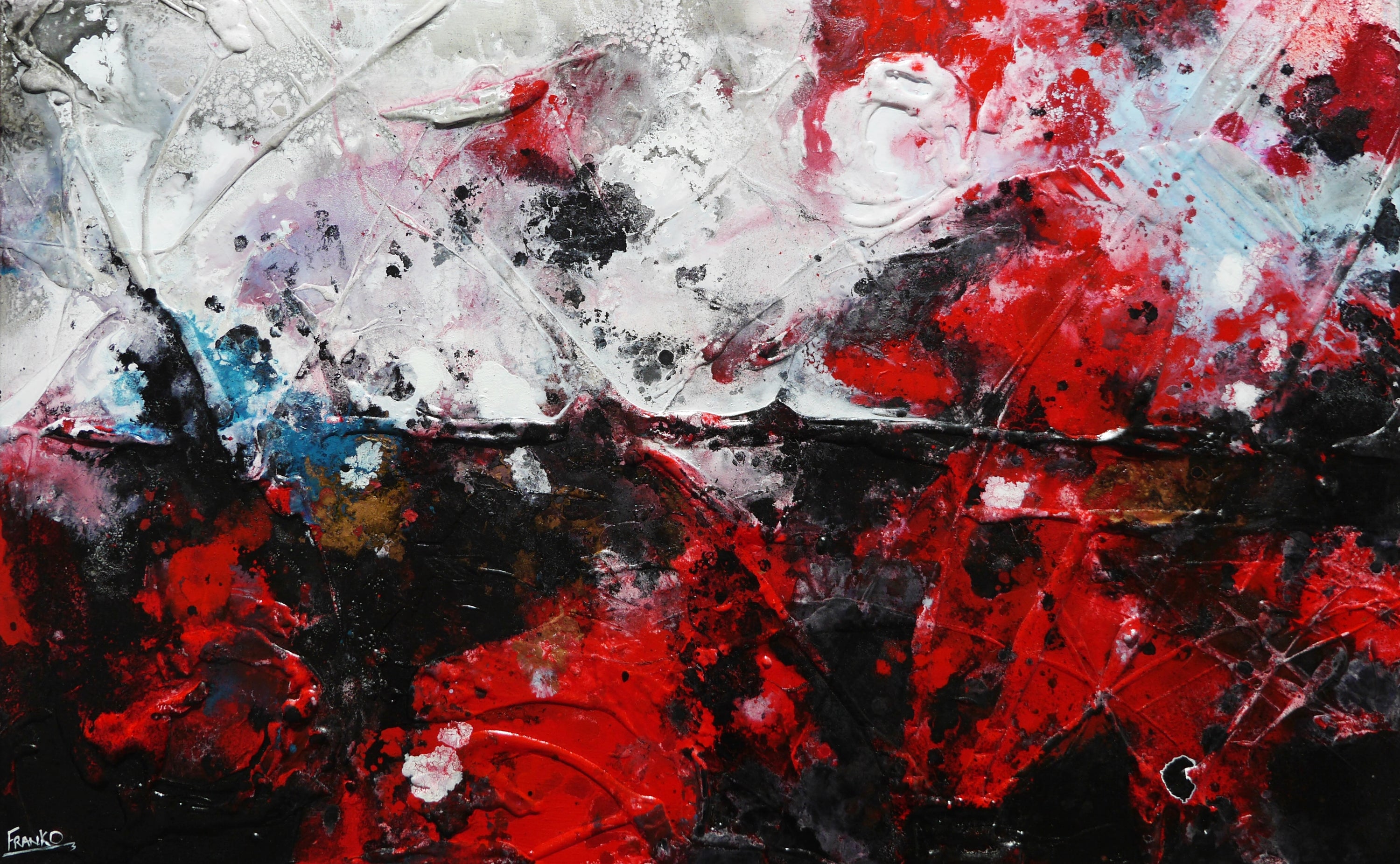 Red Energy 160cm x 100cm Black Red Textured Abstract Painting