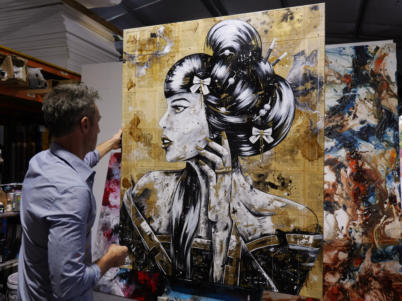 Spirea (Golden Princess) 120cm x 150cm Geisha Abstract Realism Book Club Painting