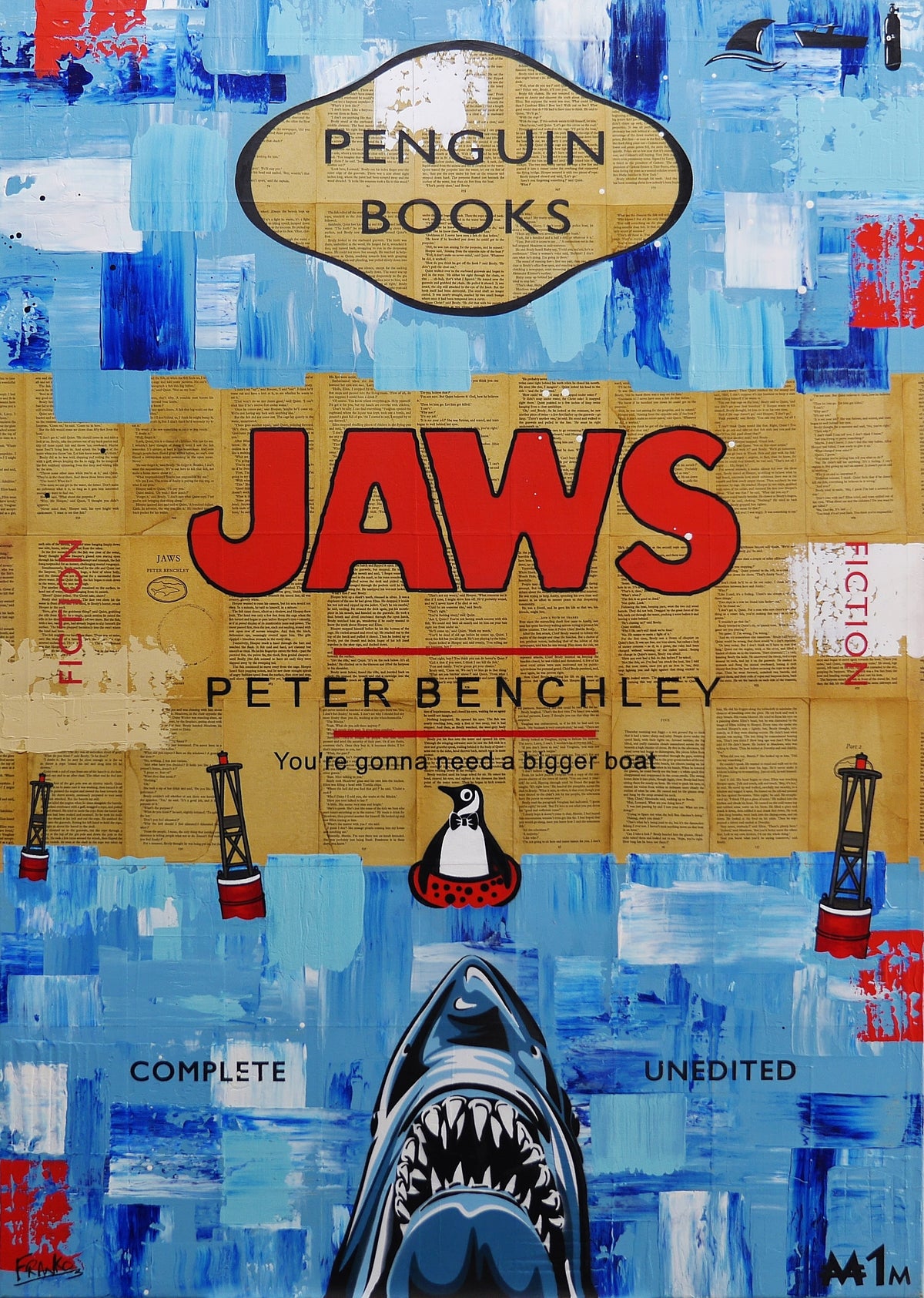 Sharks and Boats 140cm x 100cm Urban Pop Book Club Painting