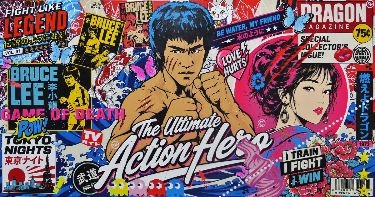 Tokyo Nights 190cm x 100cm Bruce Lee Textured Urban Pop Art Painting