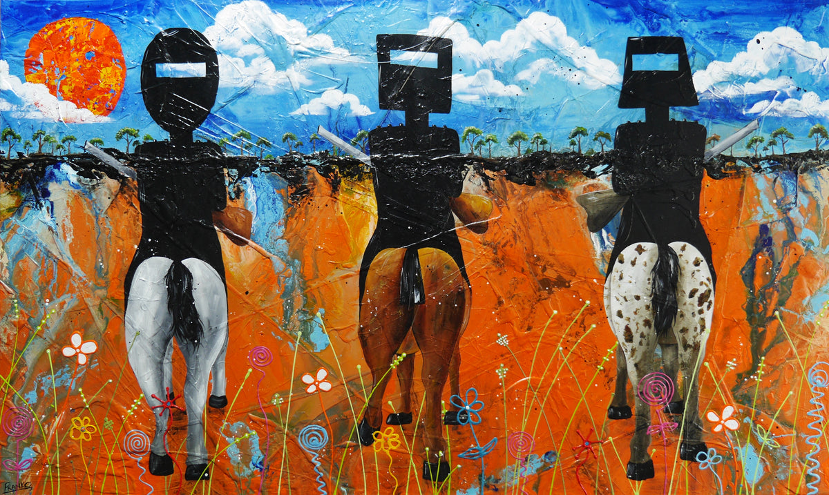 The Iron Brotherhood 250cm x 150cm Ned Kelly Abstract Realism Textured Painting